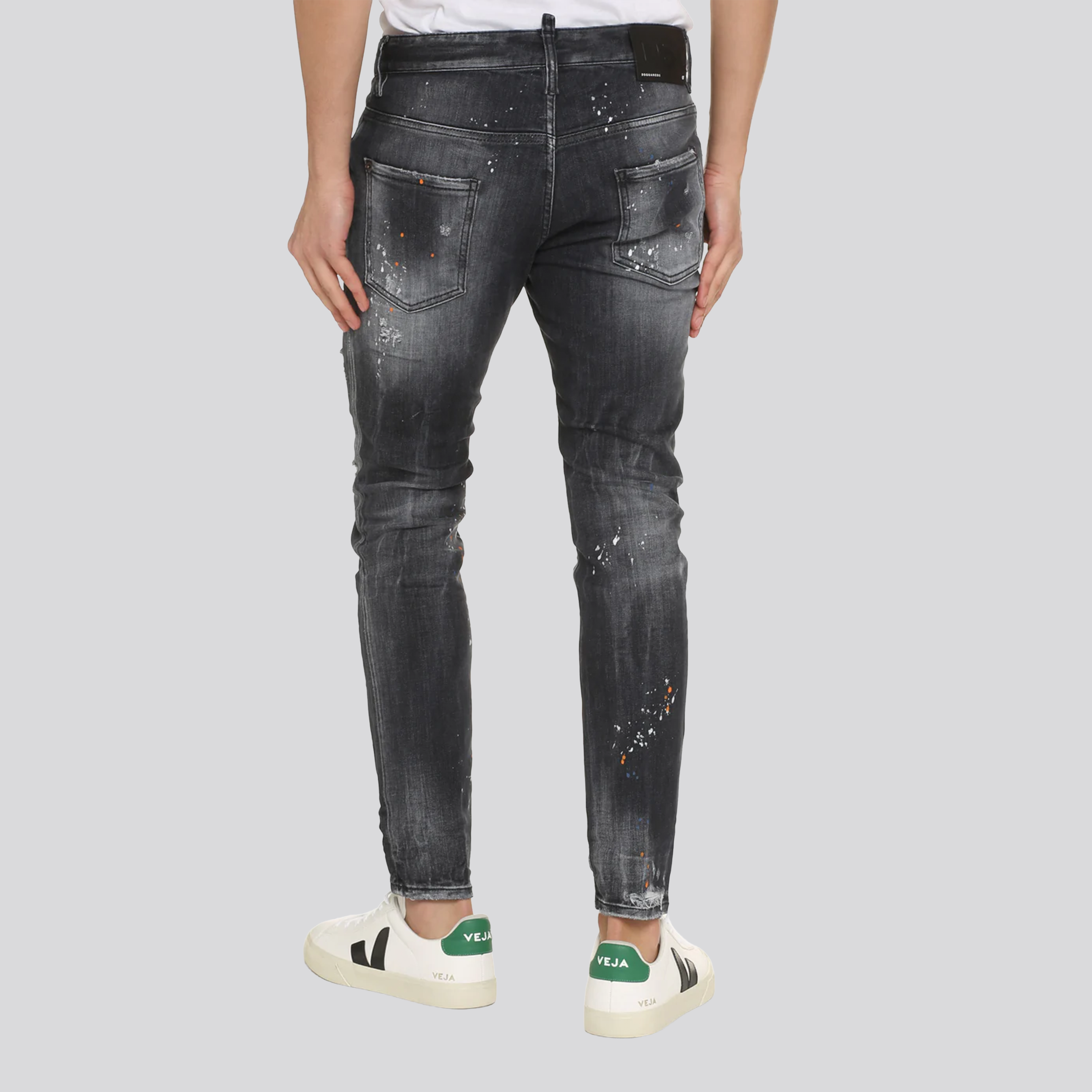 Jeans Negro Dsquared2 Skater Orange Paints