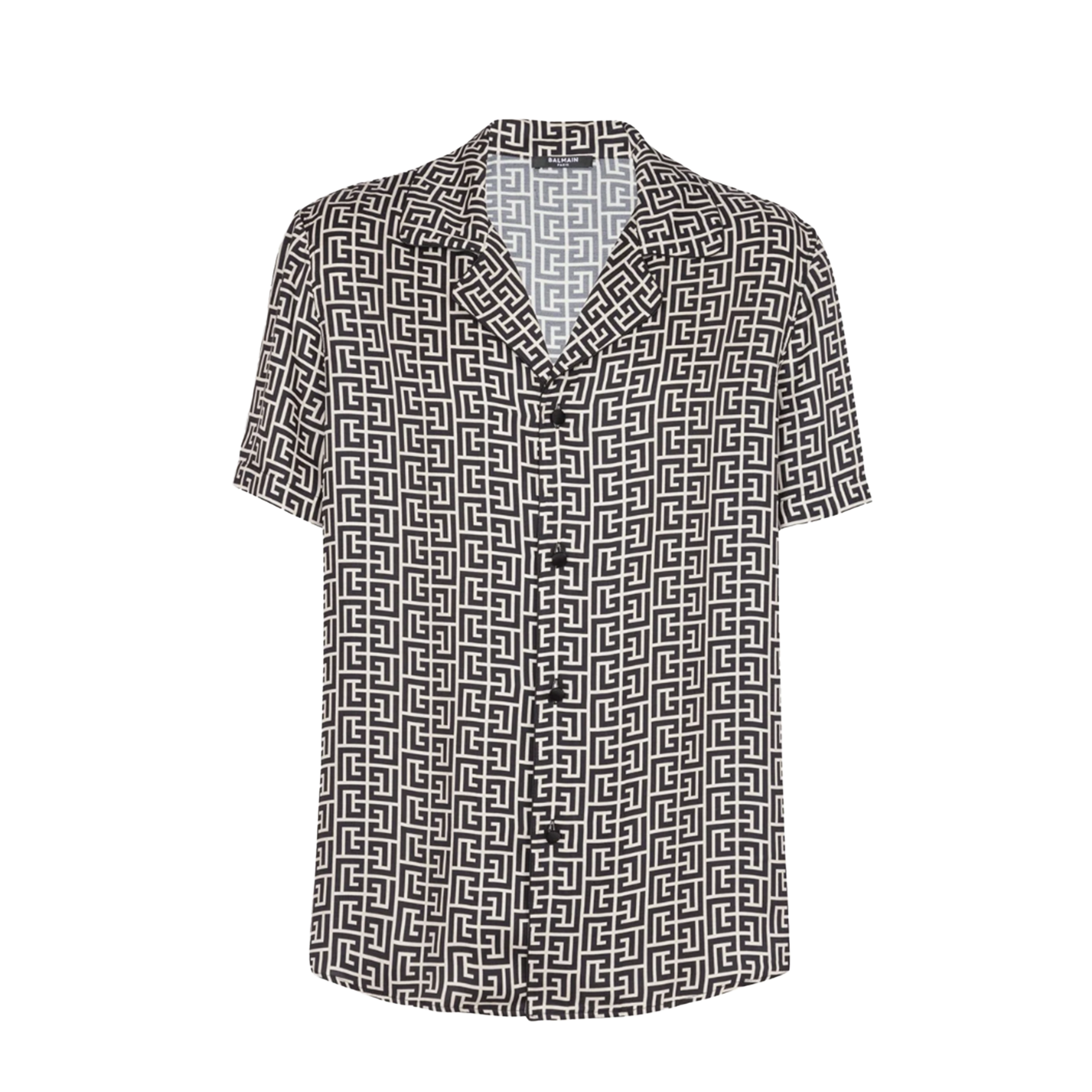 Camisa Negra Balmain Monogram Print