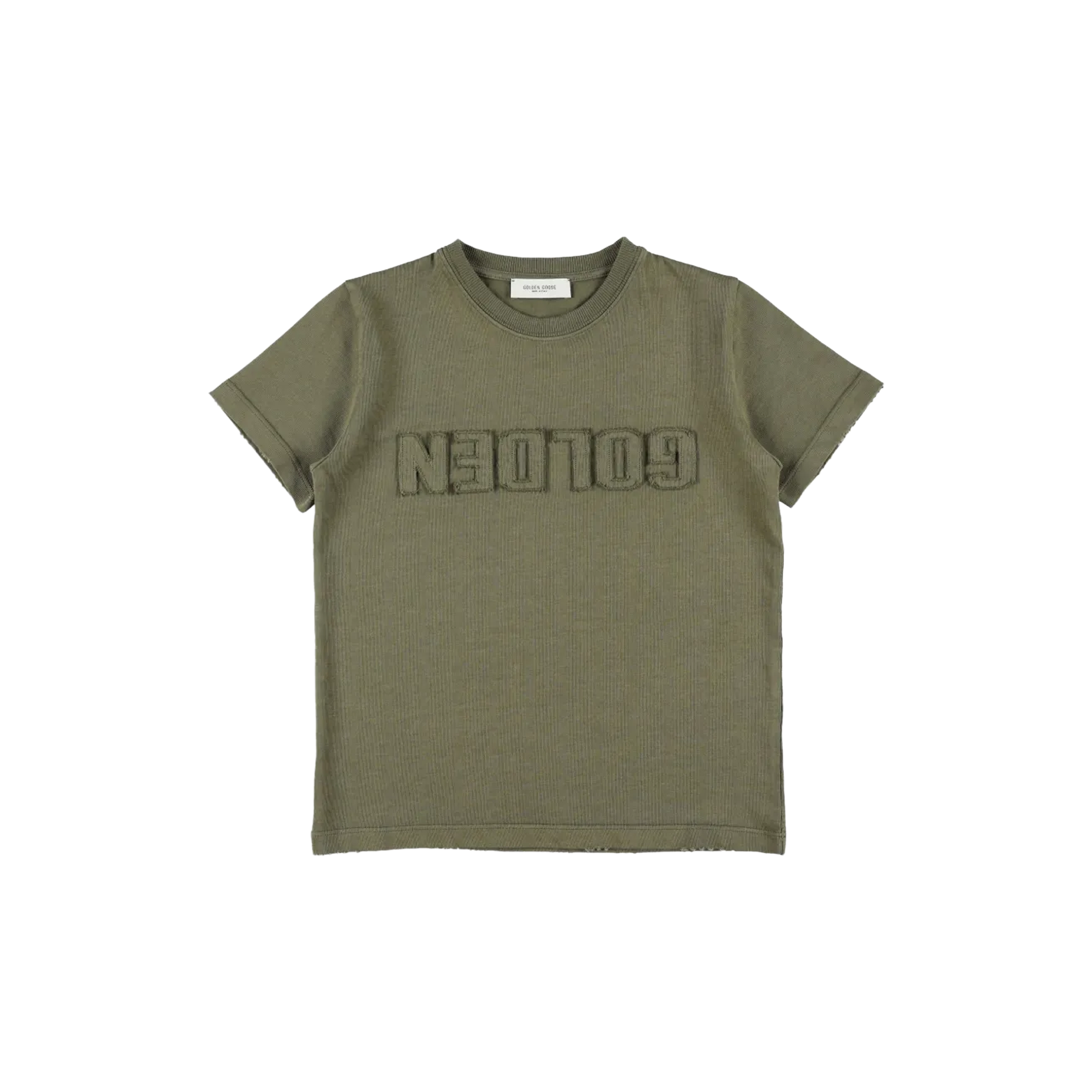 Camiseta Verde Golden Goose Distressed Cotton With Logo