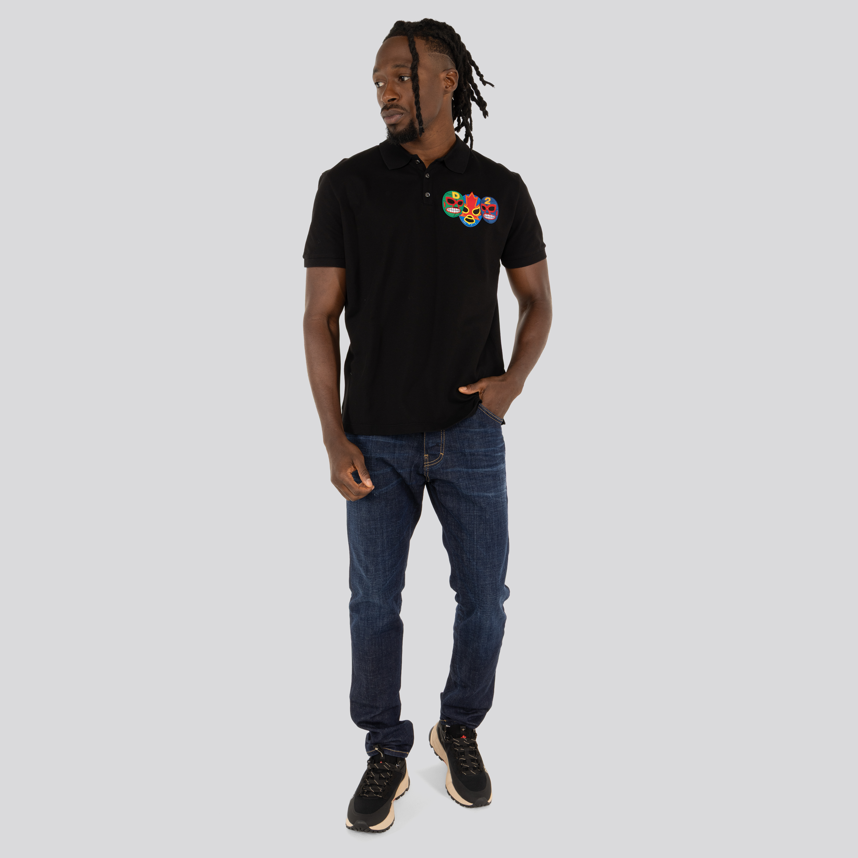 Camiseta Tipo Polo Negra Dsquared2 Patch