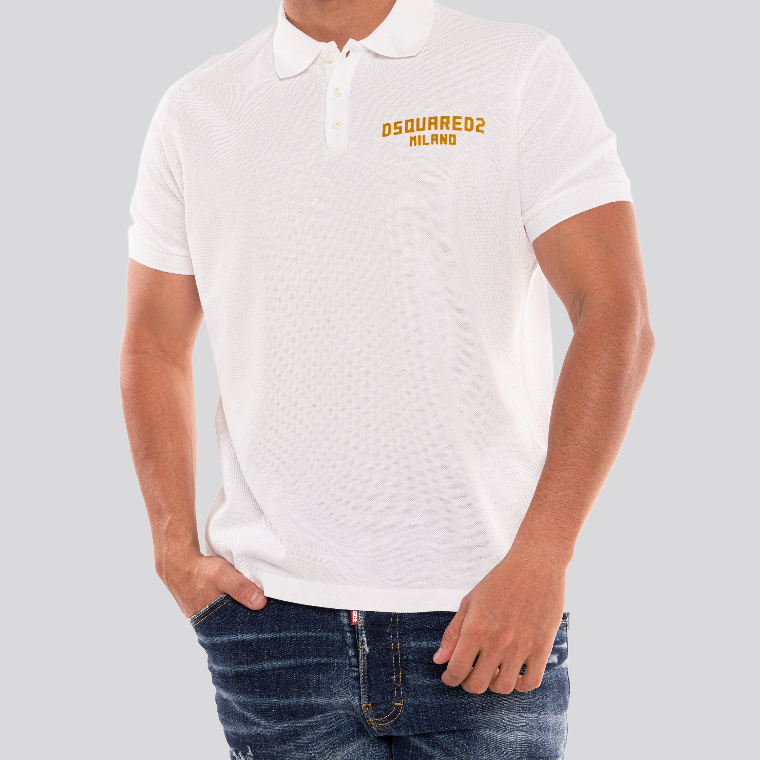 Camiseta Tipo Polo Blanca Dsquared2 Milano