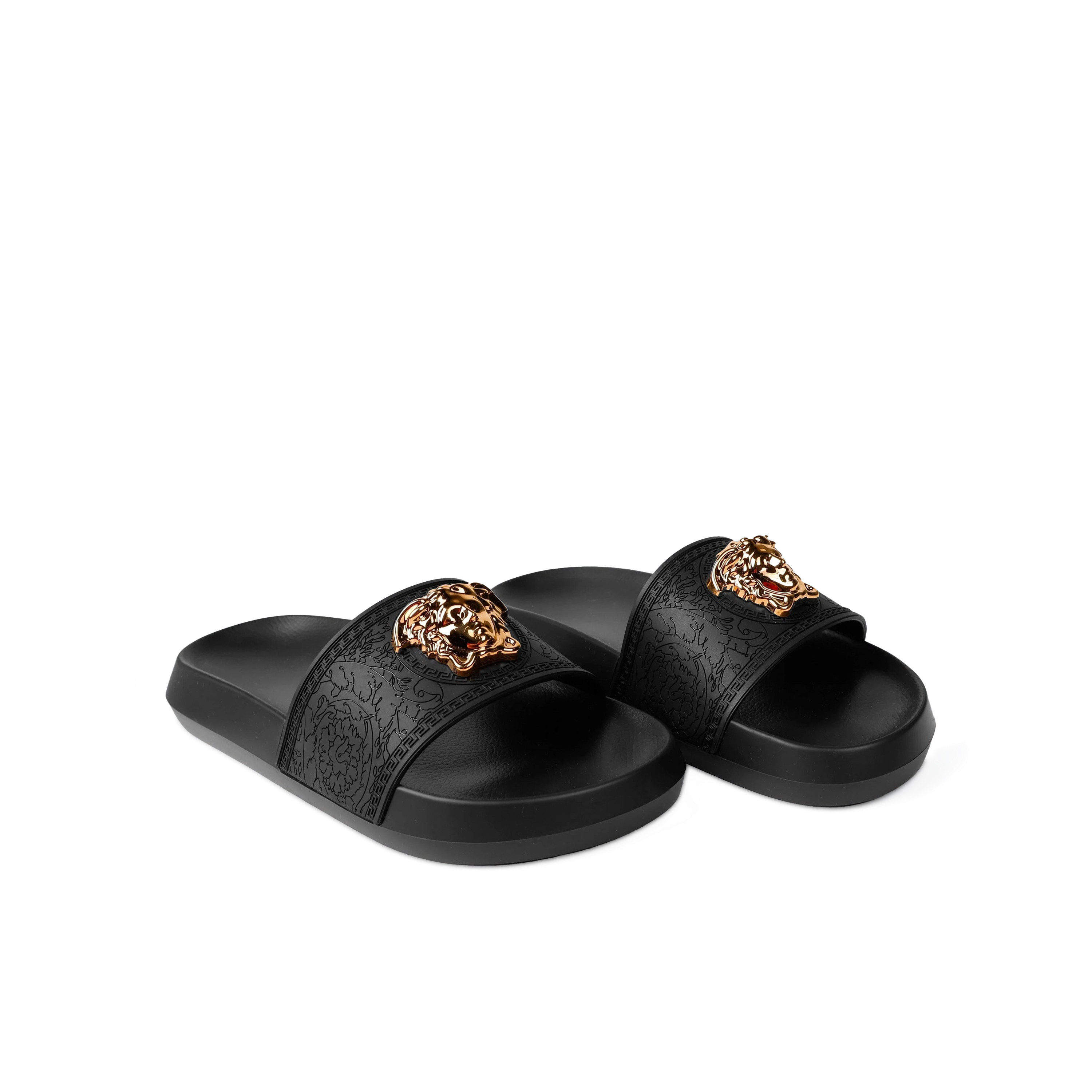 Sandalias Negras Versace Gold Medusa