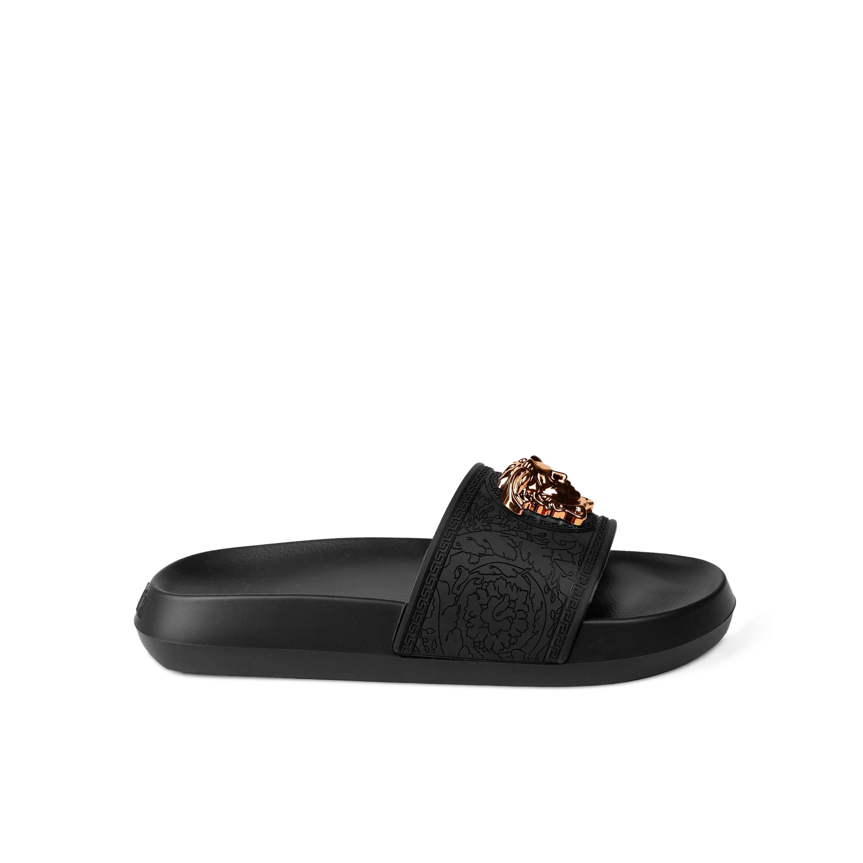 Sandalias Negras Versace Gold Medusa