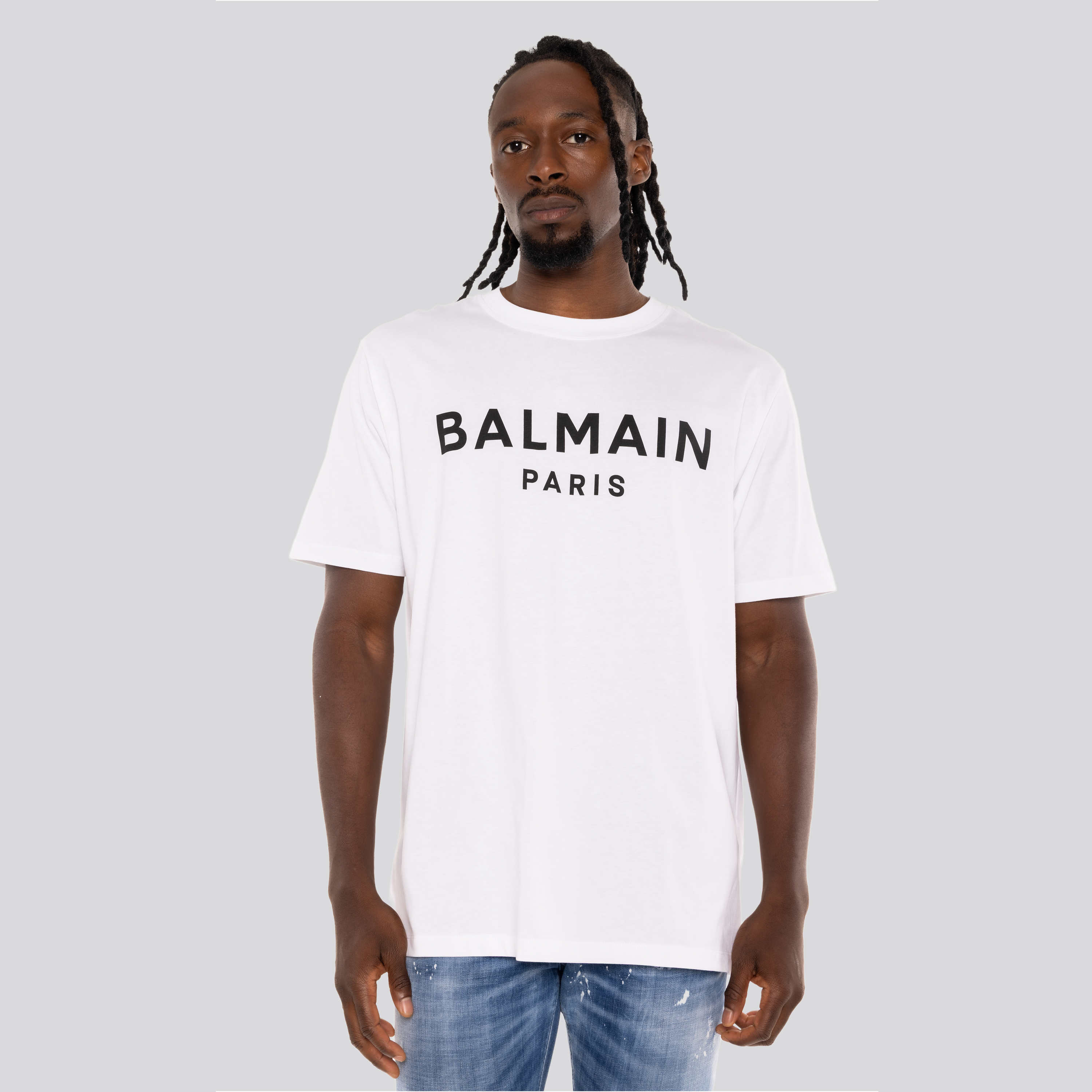 Camiseta Blanca Balmain Paris Logo
