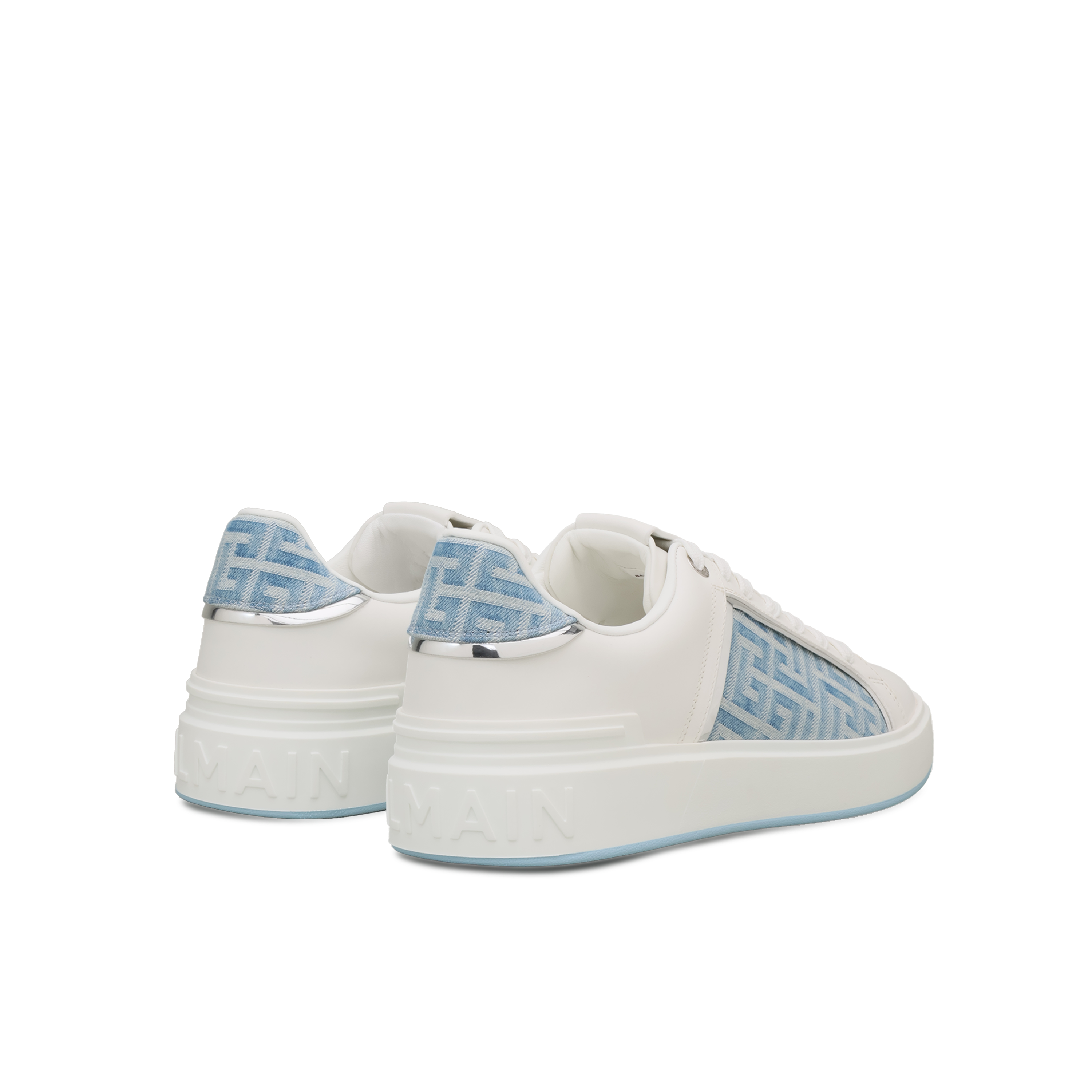 Sneakers Blancos Balmain B-Court Labyrinth MNG Denim