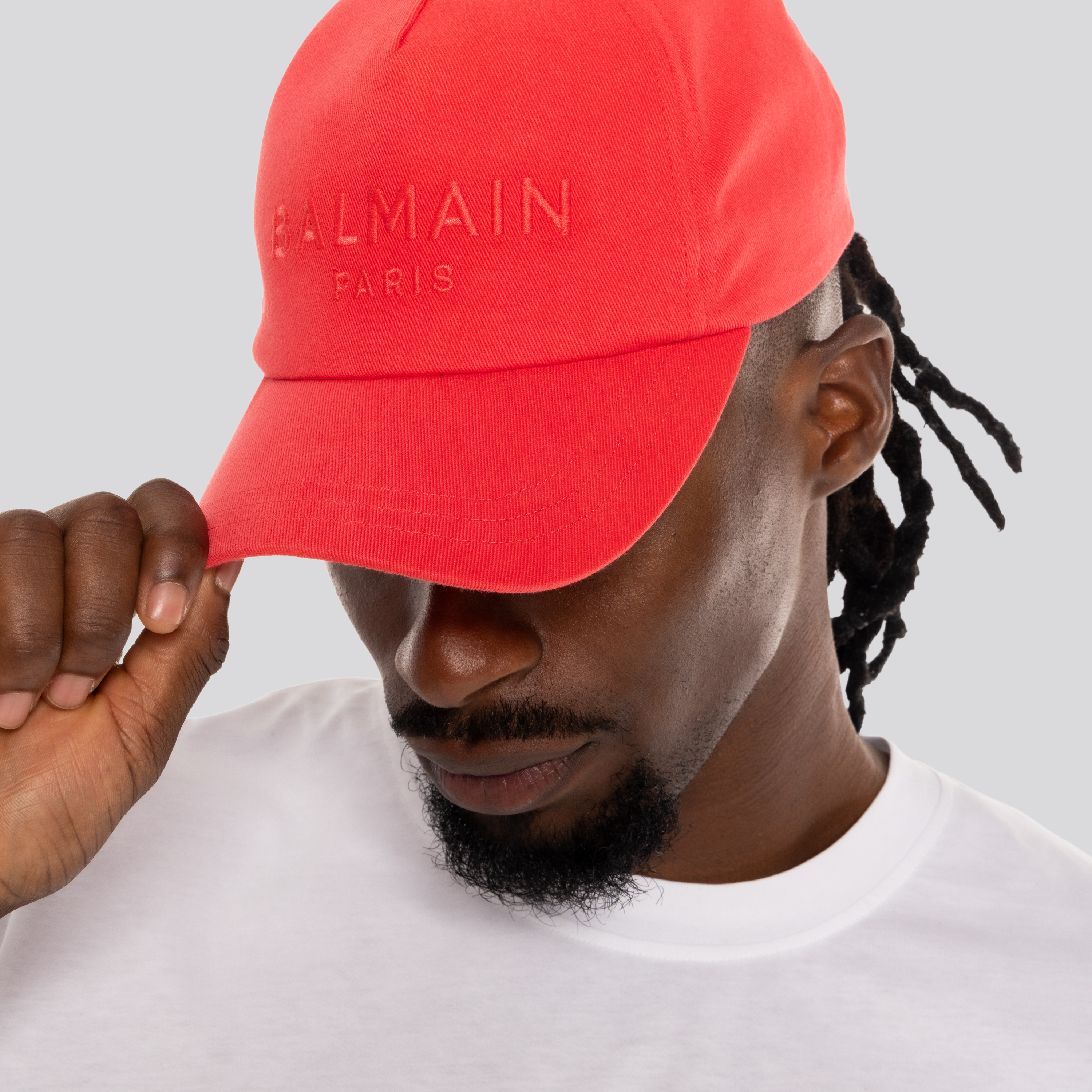 Gorra Rojo Balmain Paris Logo