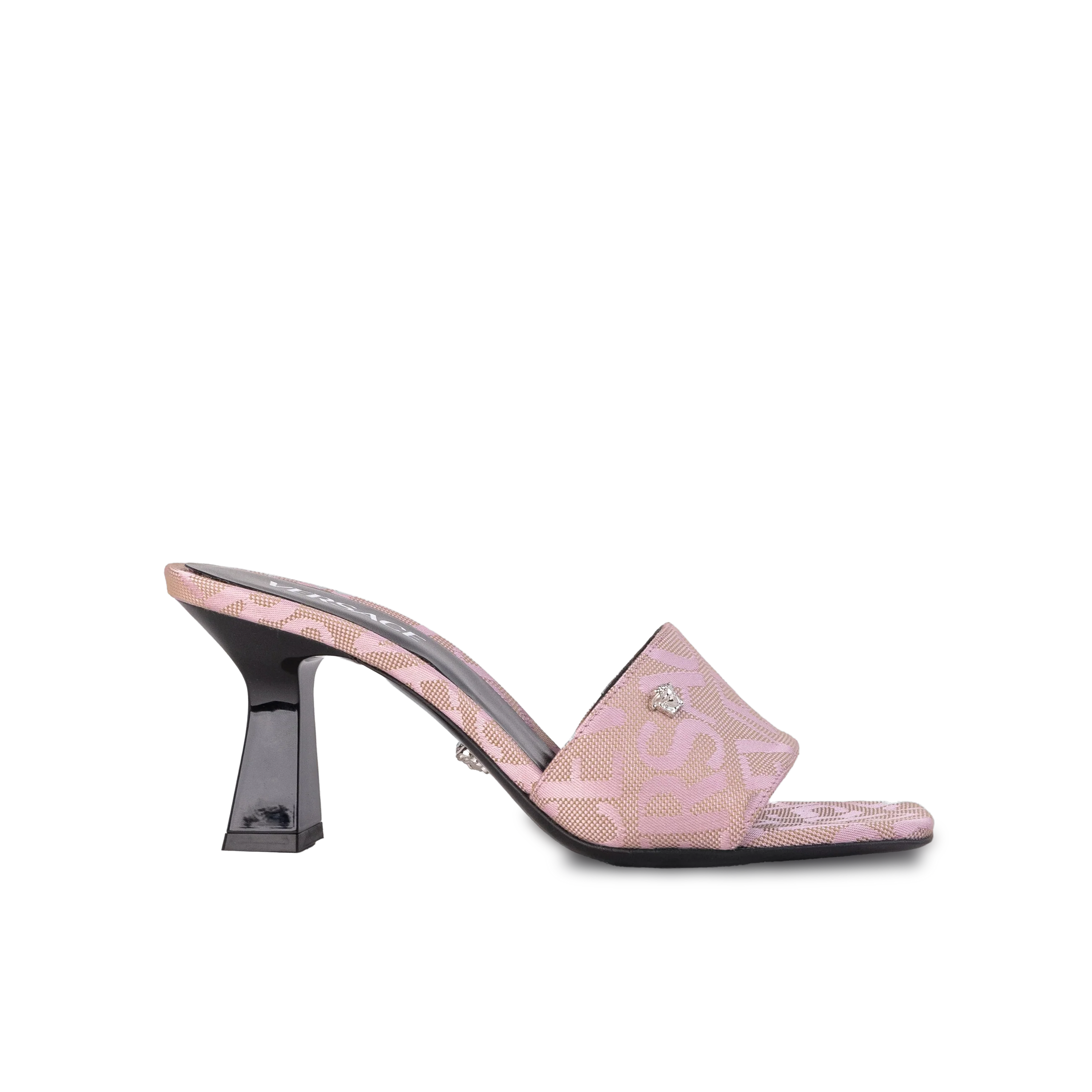 Sandalias de Tacón Rosadas Versace Monogram 80 mm