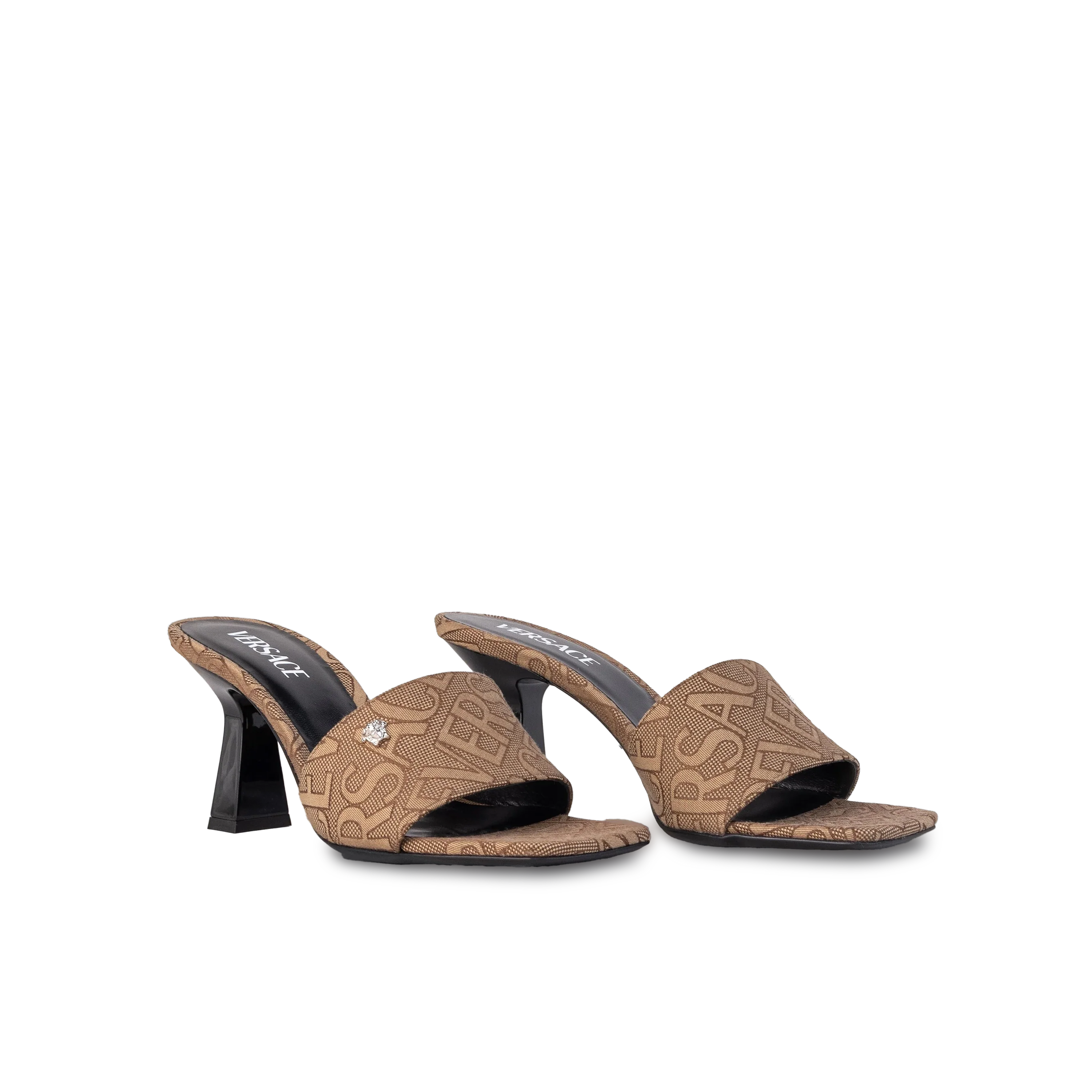 Sandalias de Tacón Beige Versace Monogram 80 mm