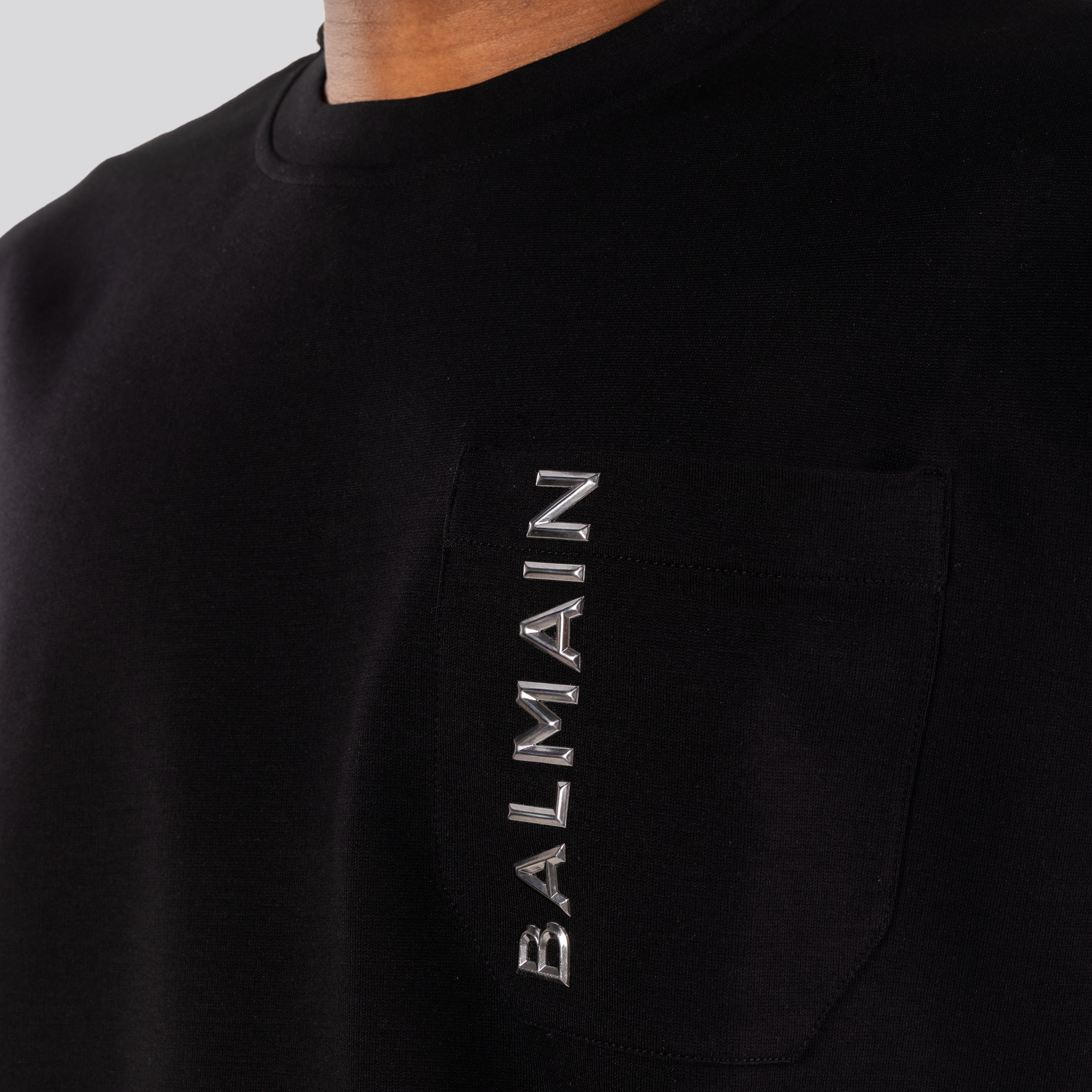 Camiseta Negra Balmain Laminato