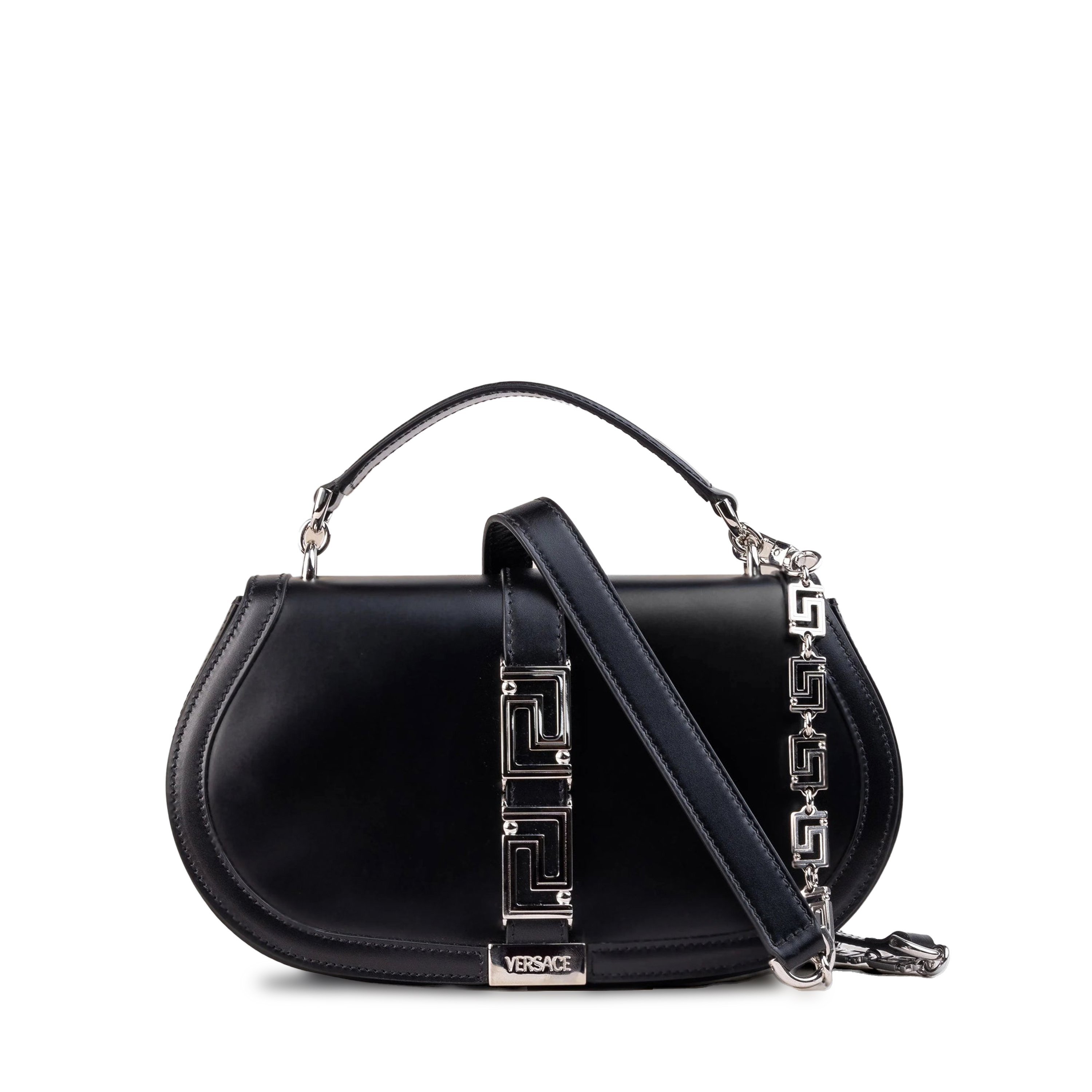 Cartera Negra Versace Silver Greca Goddess