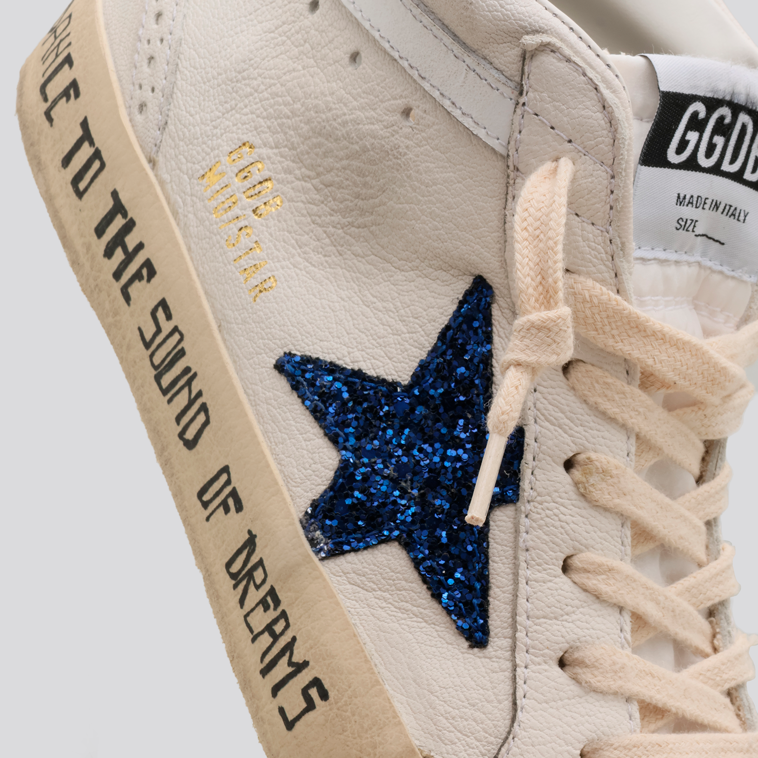 Sneakers Blancos GoldAzul en Goose Mid Glitter Star