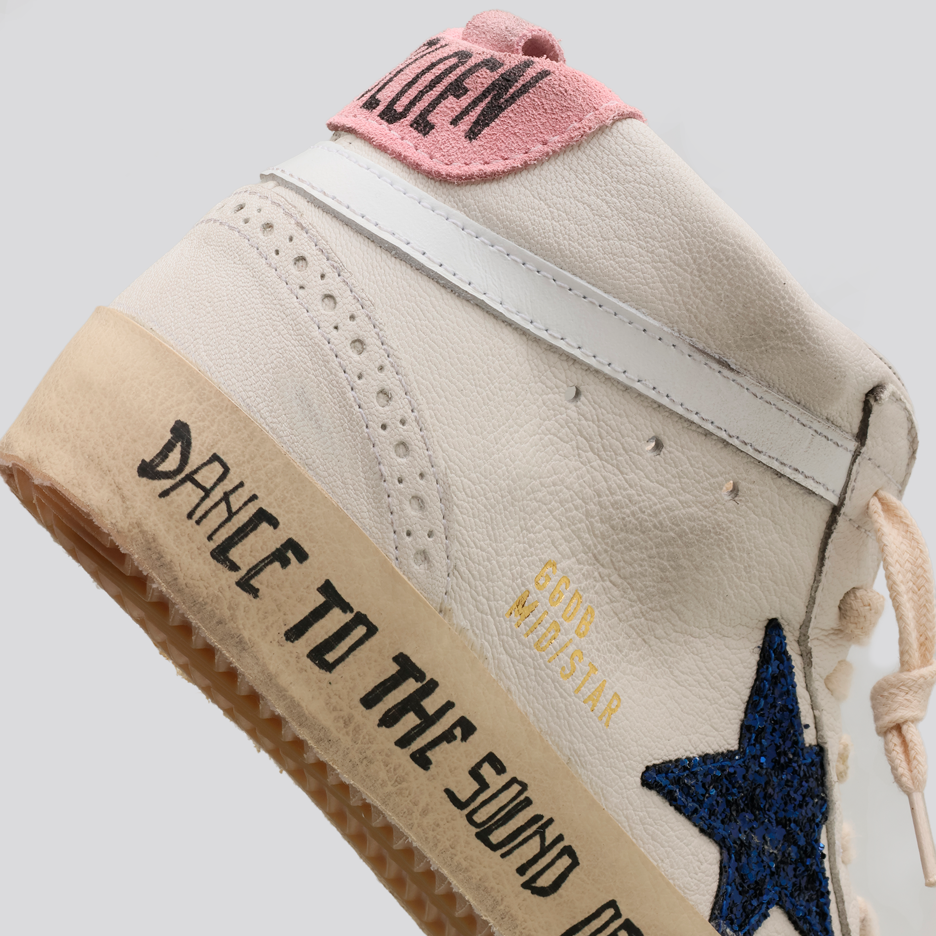 Sneakers Blancos GoldAzul en Goose Mid Glitter Star