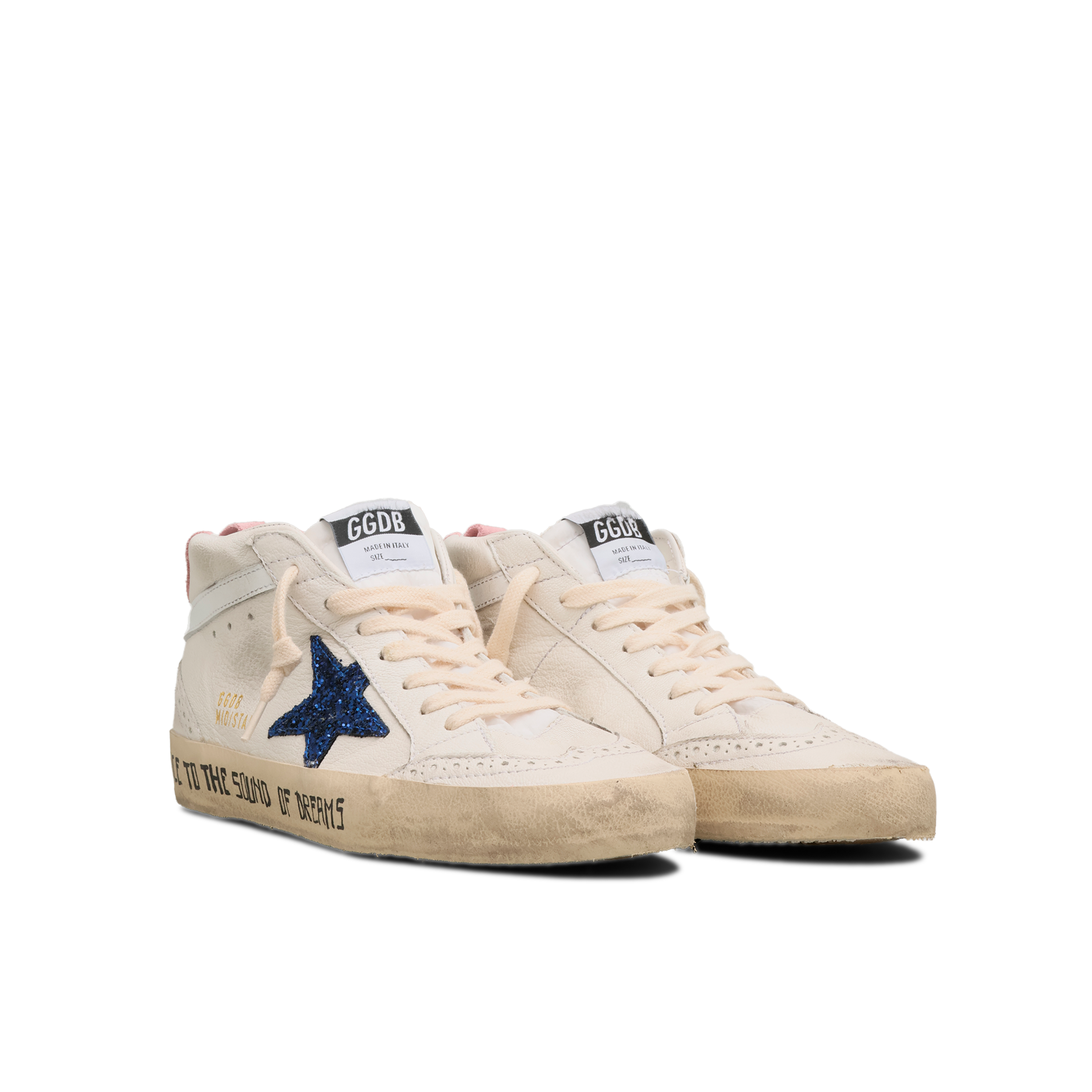 Sneakers Blancos GoldAzul en Goose Mid Glitter Star