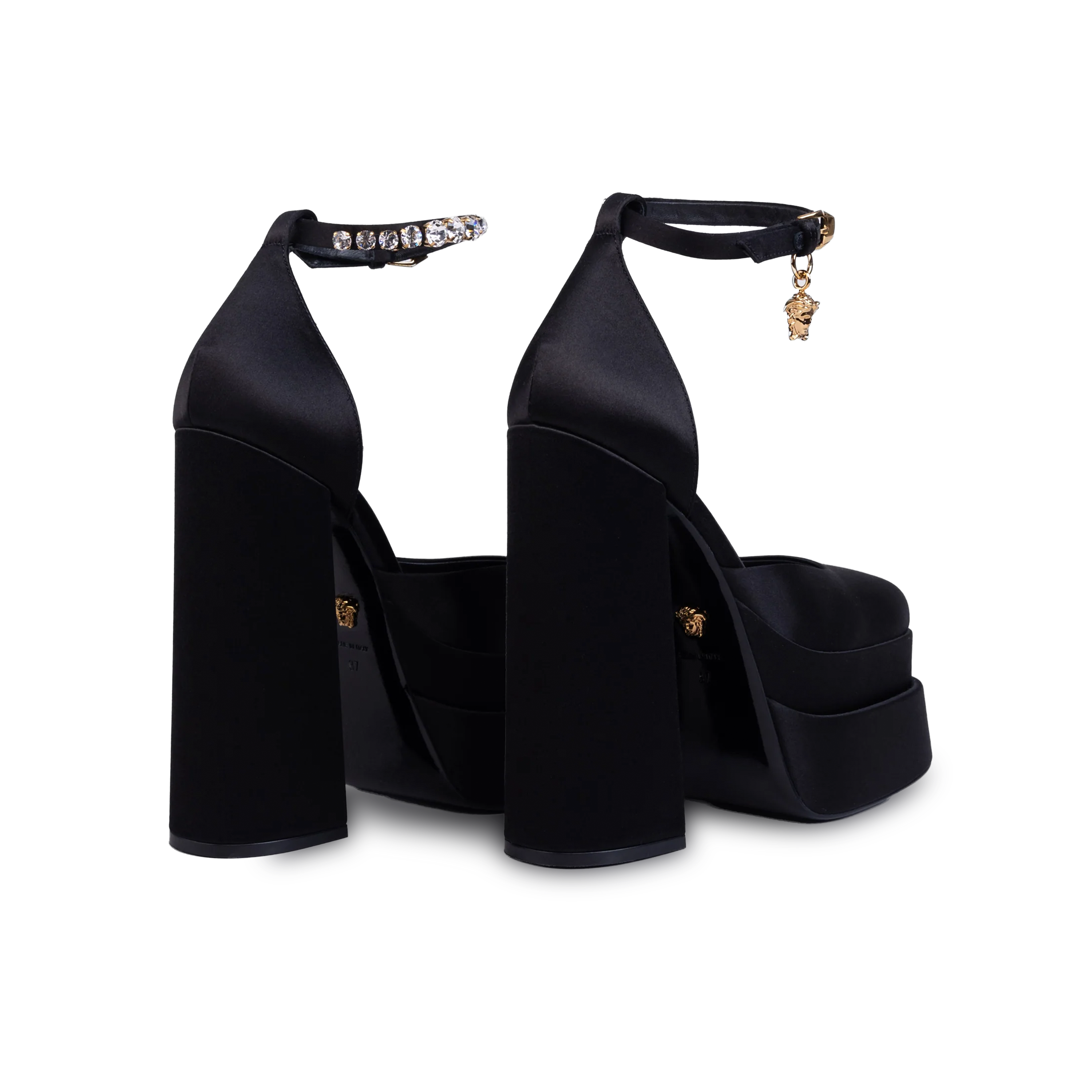 Tacones Negros Versace Medusa Aevitas / Intrico 155 mm