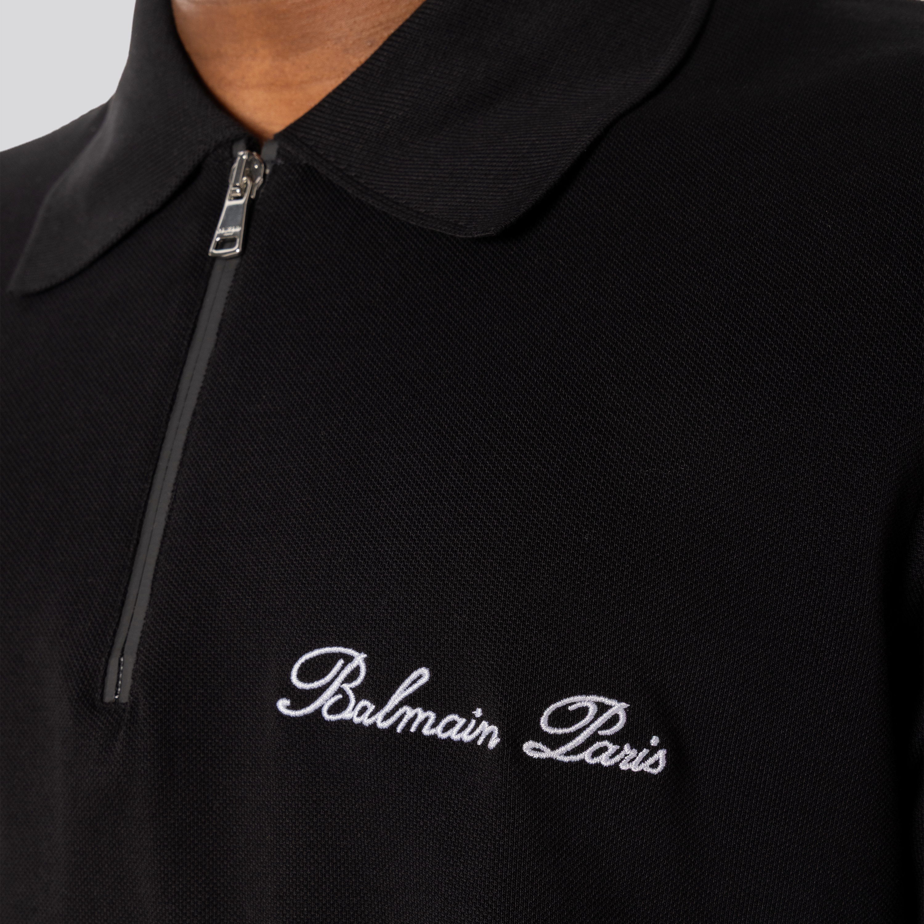 Camiseta Tipo Polo Negra Balmain Laminato