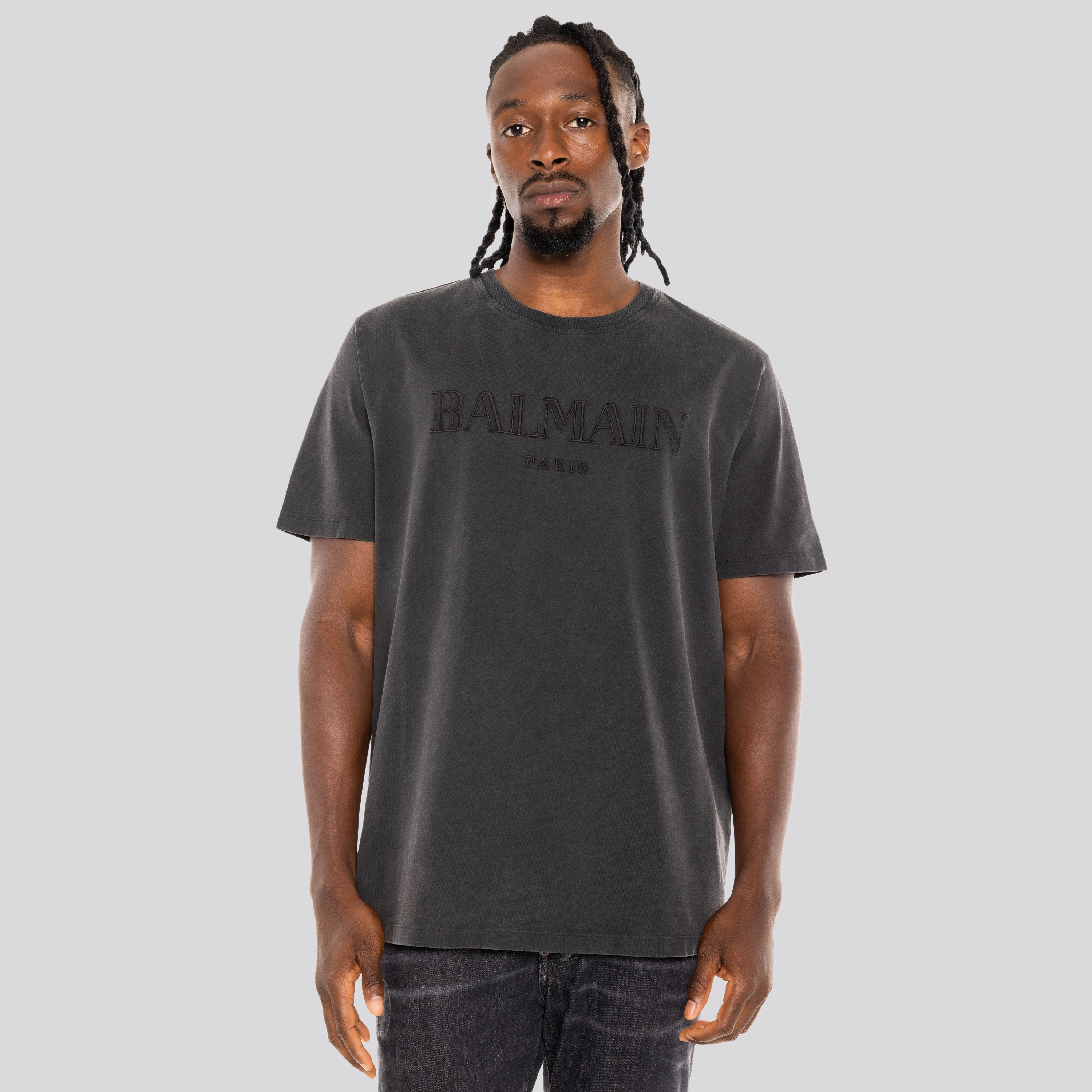 Camiseta Negra Balmain Paris Logo