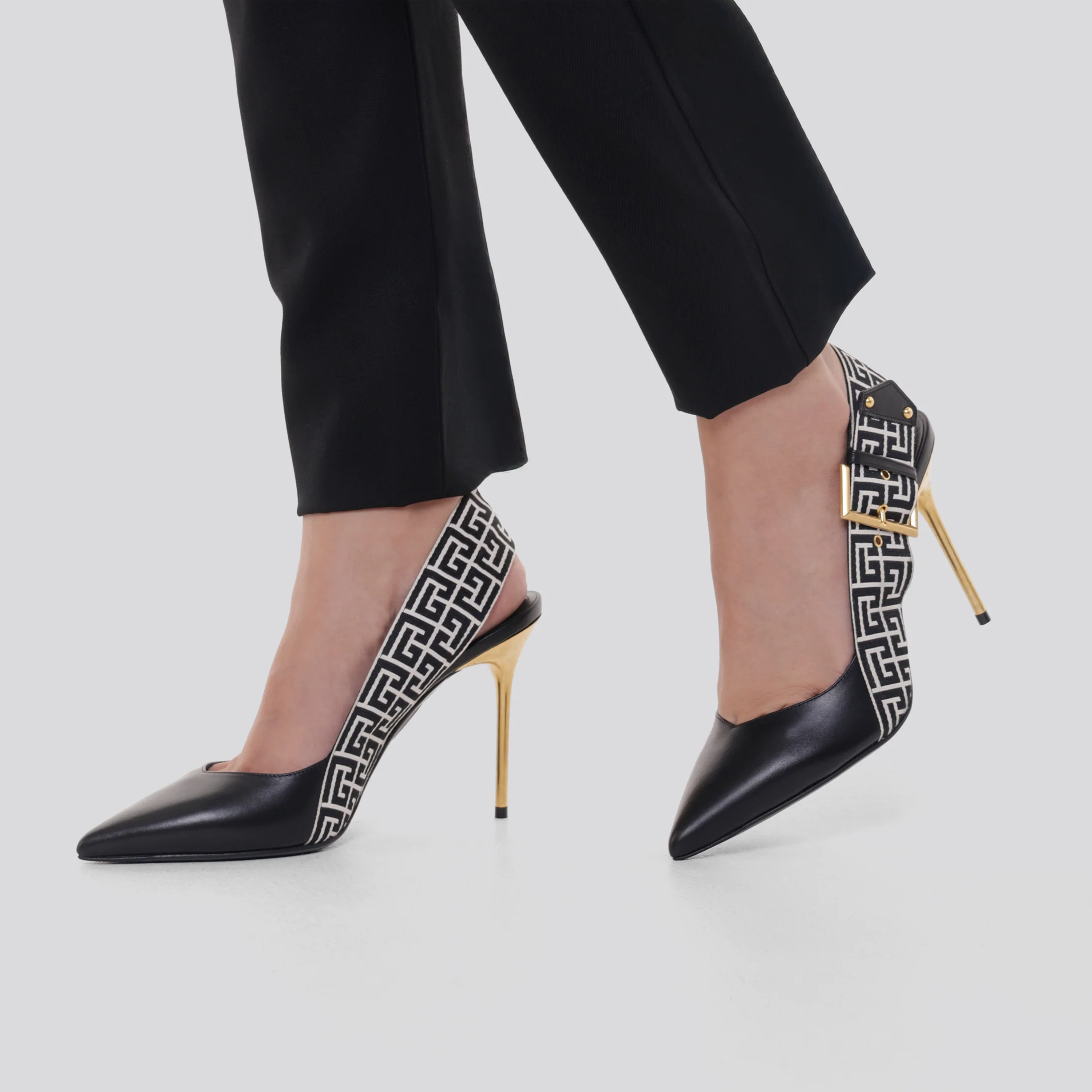 Tacon Negro Balmain Ruby-Calfskin Monogram