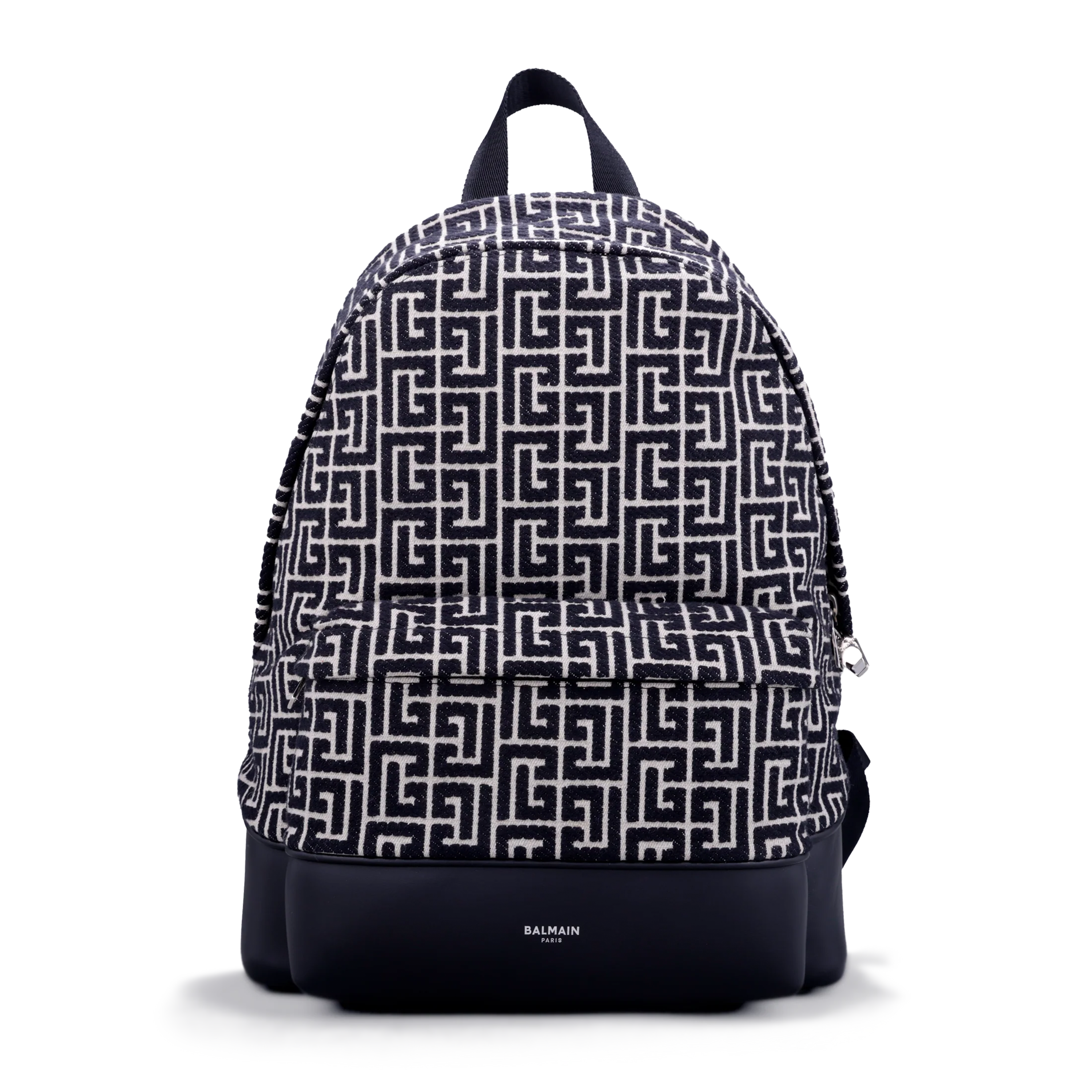 Mochila Negra Balmain Jacquard Logo