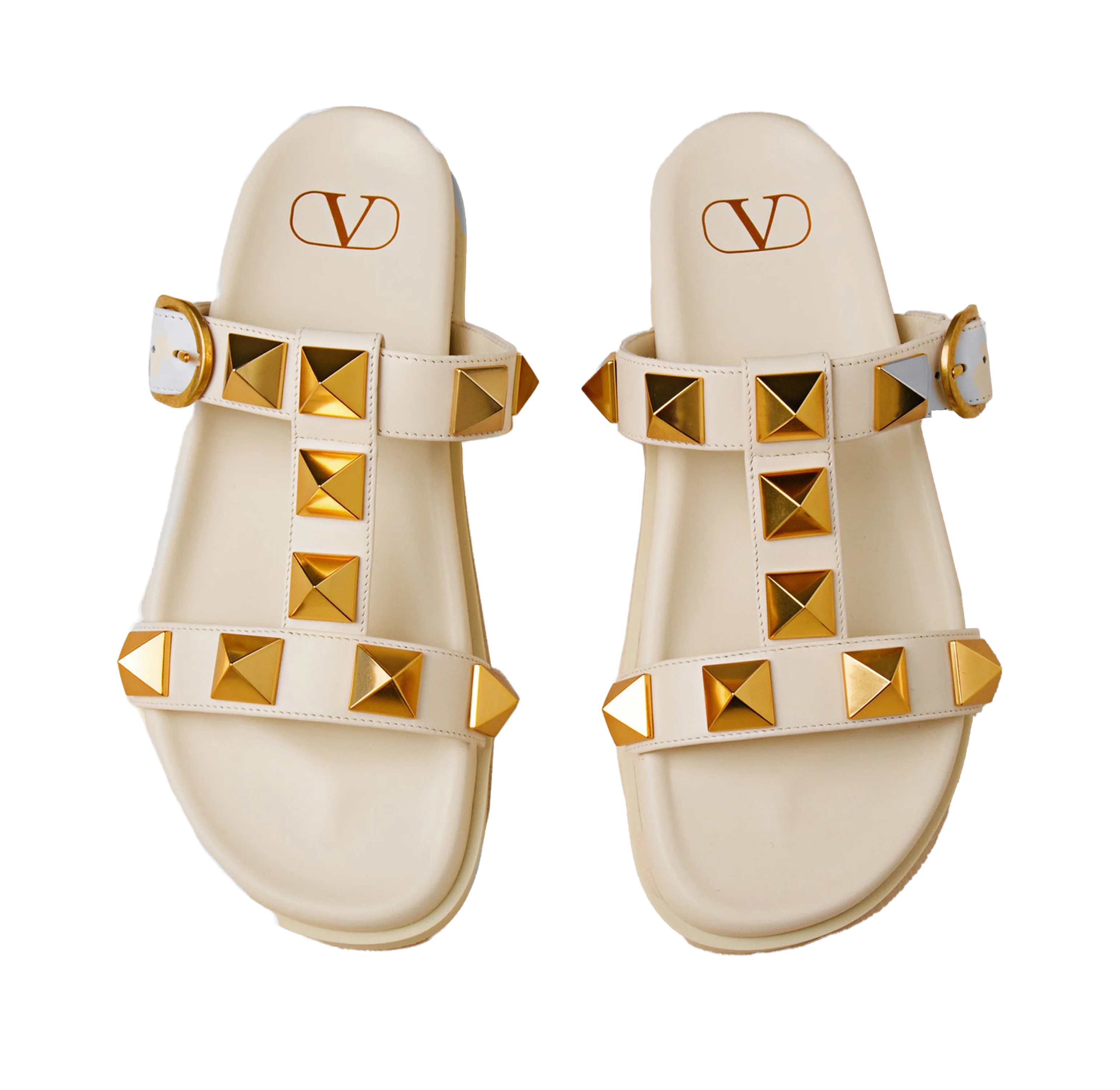 Sandalias Valentino Blanco-Dorado Roman Stud