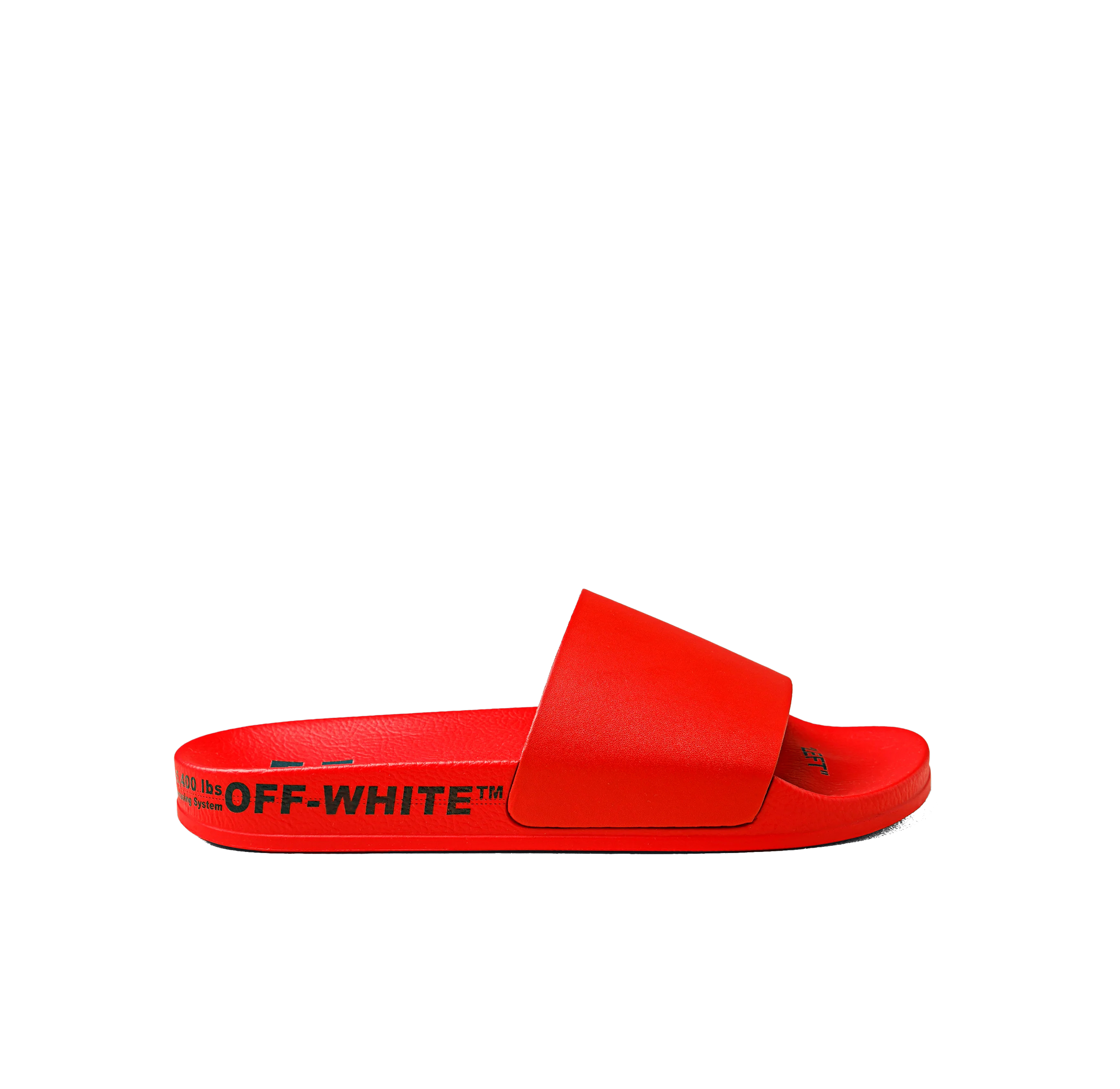 Sandalias Rojas Off-White con Logo Industrial
