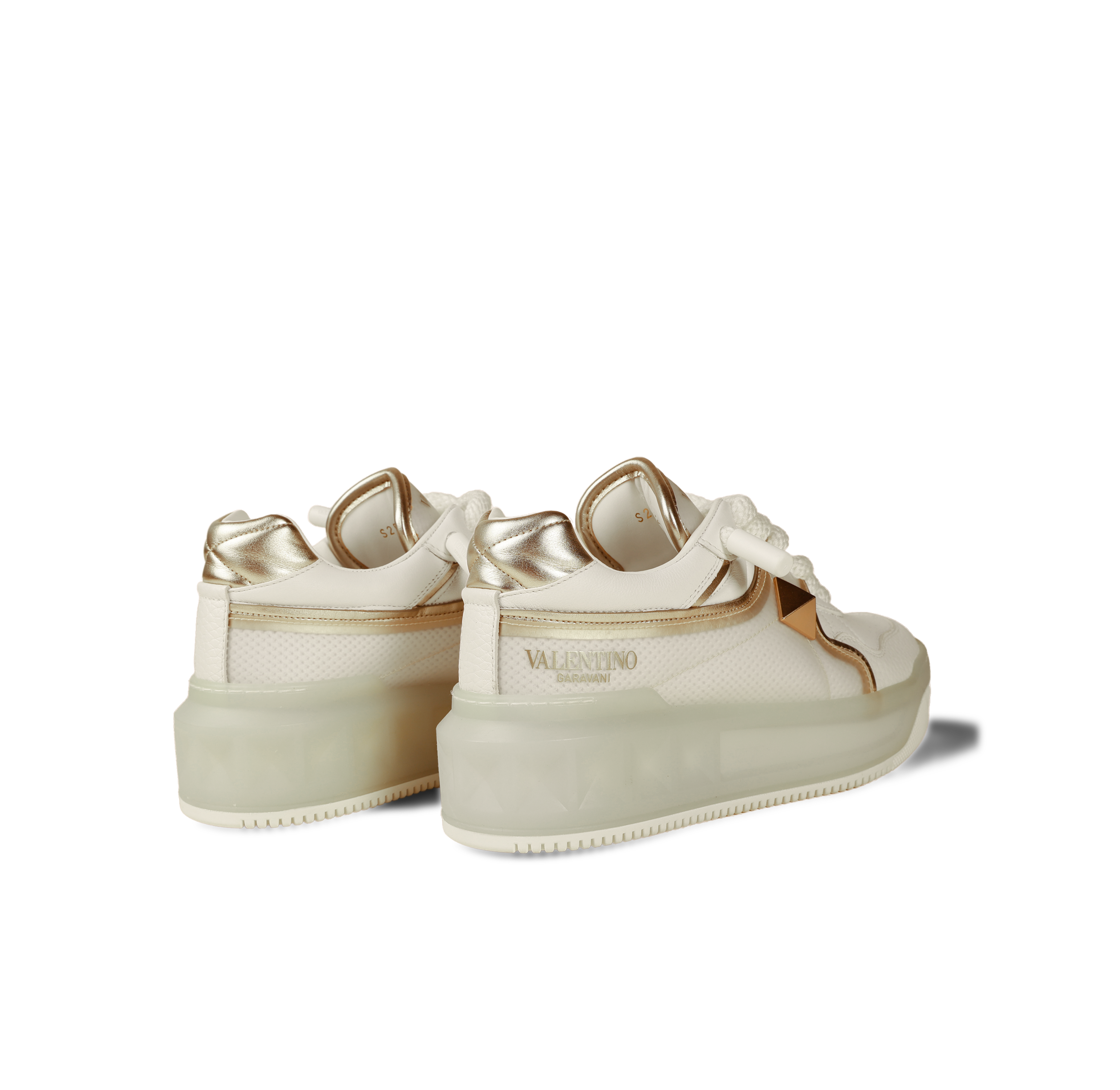 Sneakers White Gold Valentino Maxi Stud