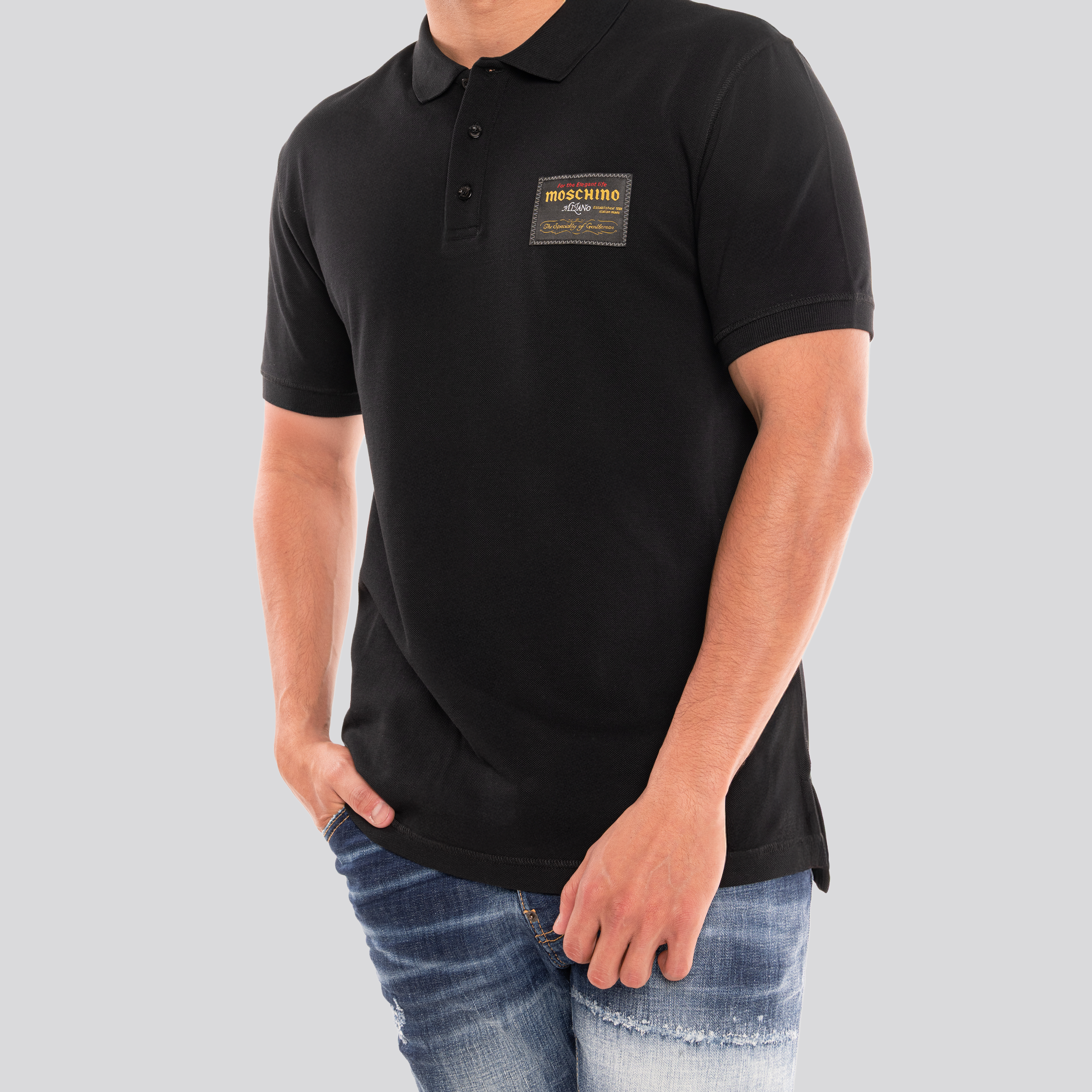 Camiseta Tipo Polo Verde Moschino Side Logo