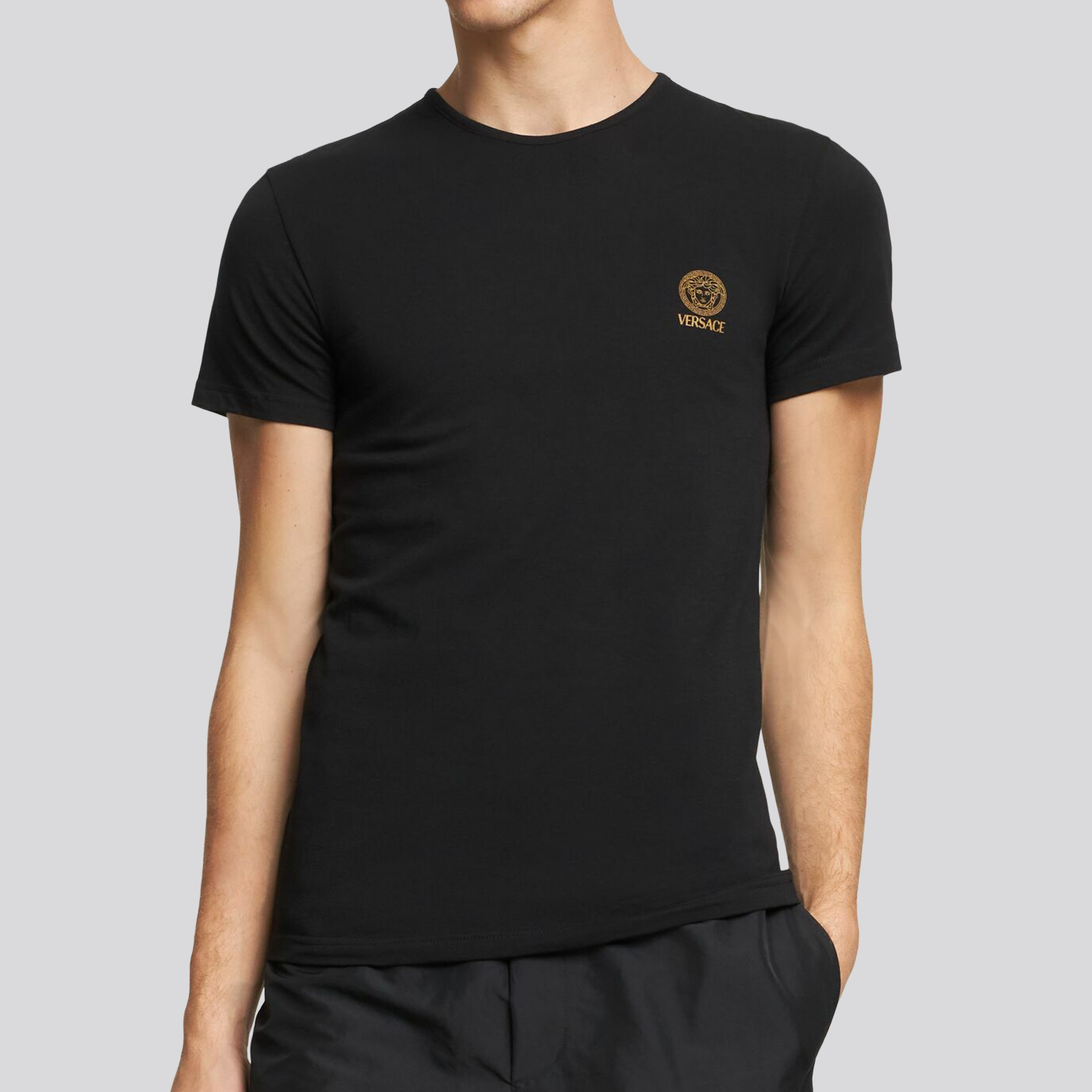 Camiseta Negra Versace Basic Medusa Underwear