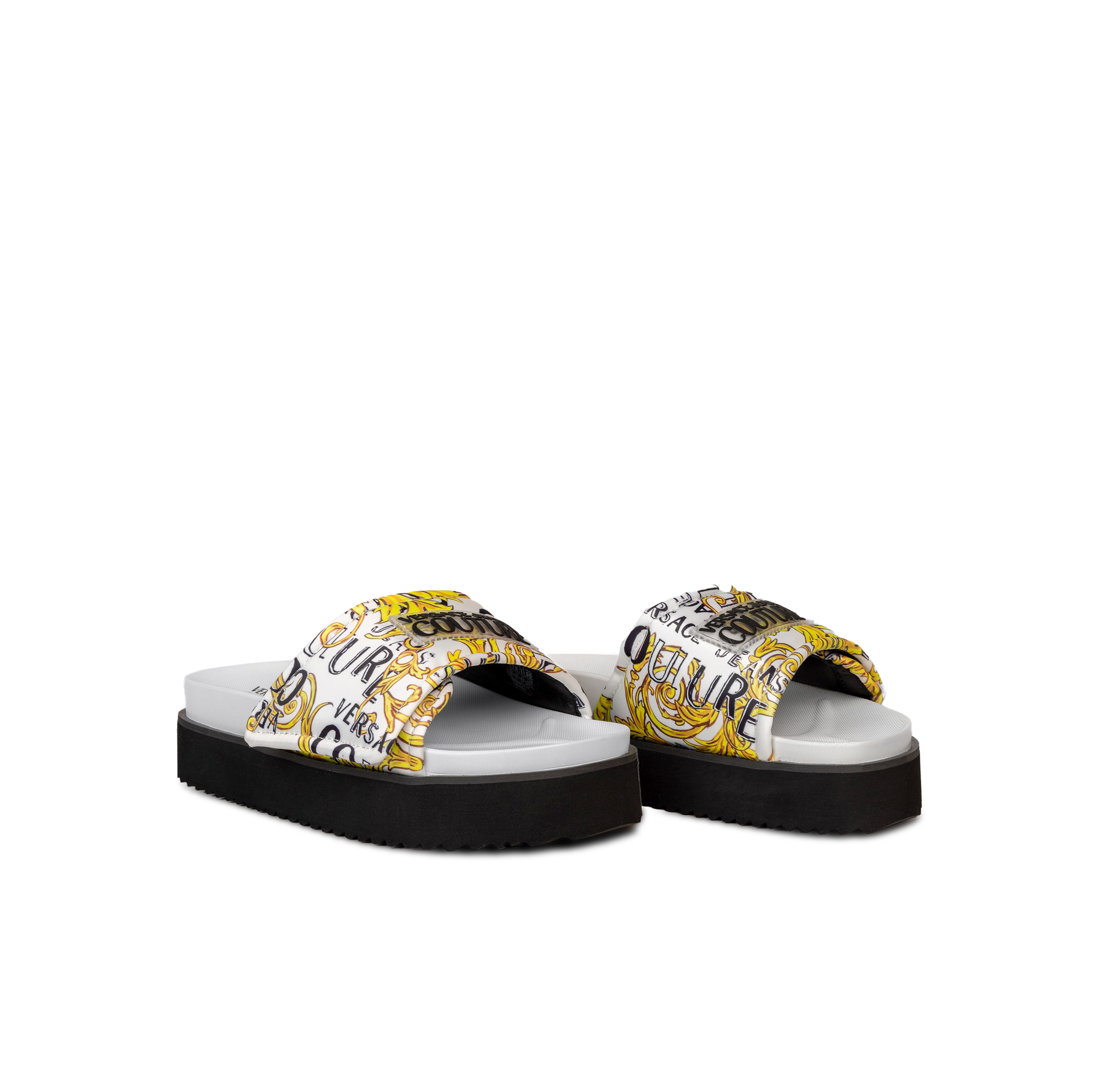 Sandalias Blancas Versace Couture Printed Satin