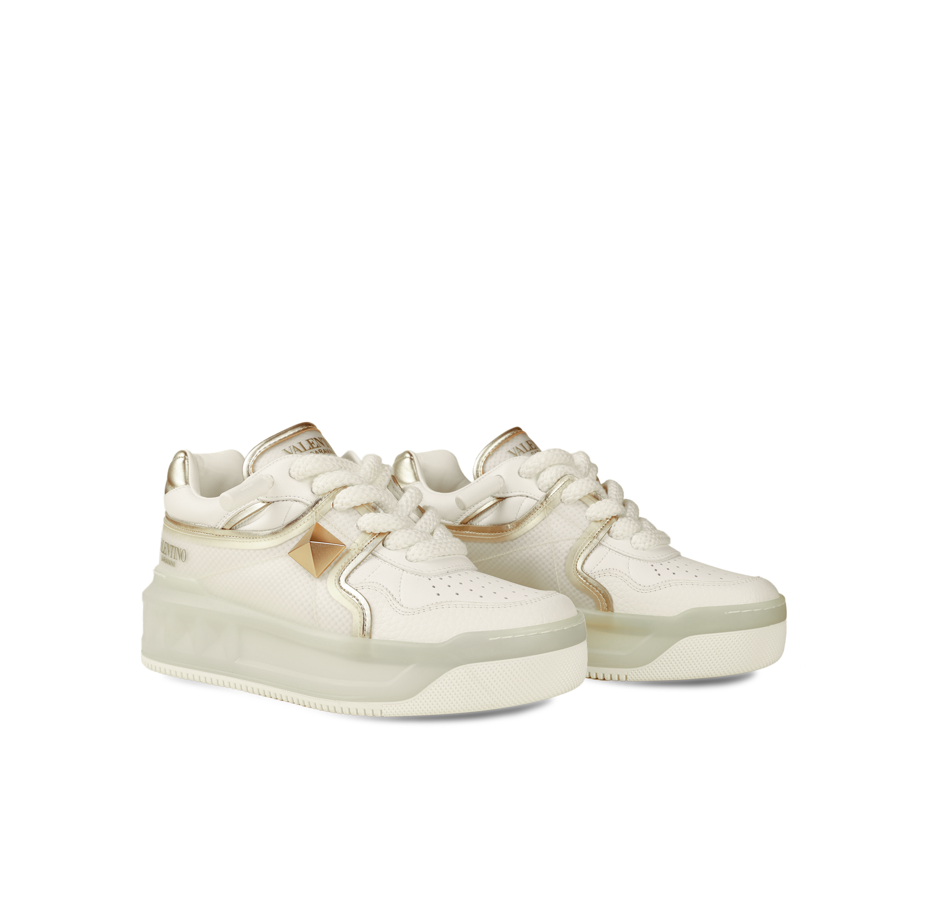 Sneakers White Gold Valentino Maxi Stud