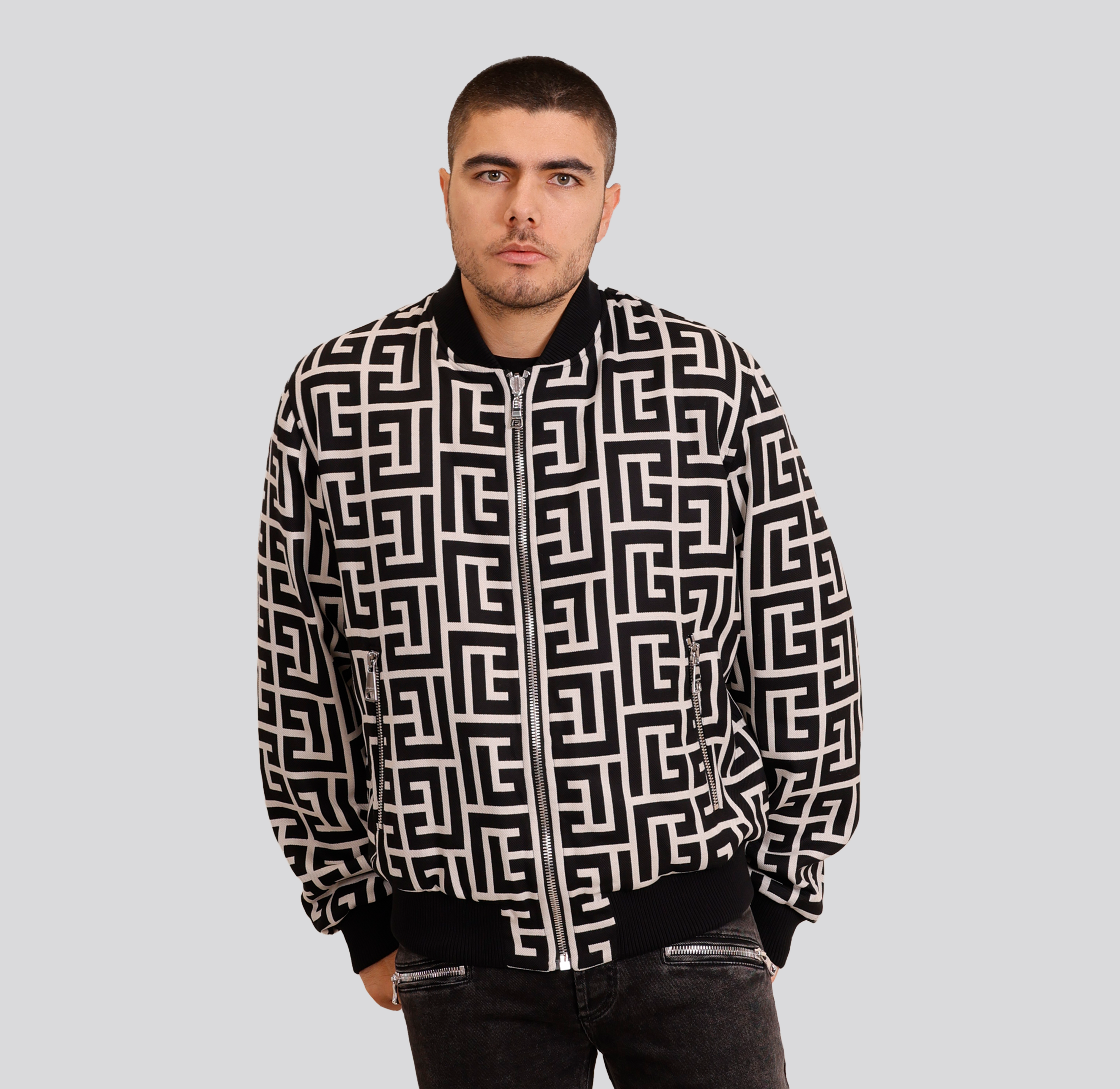 Chaqueta Negro Balmain Logo Reversible