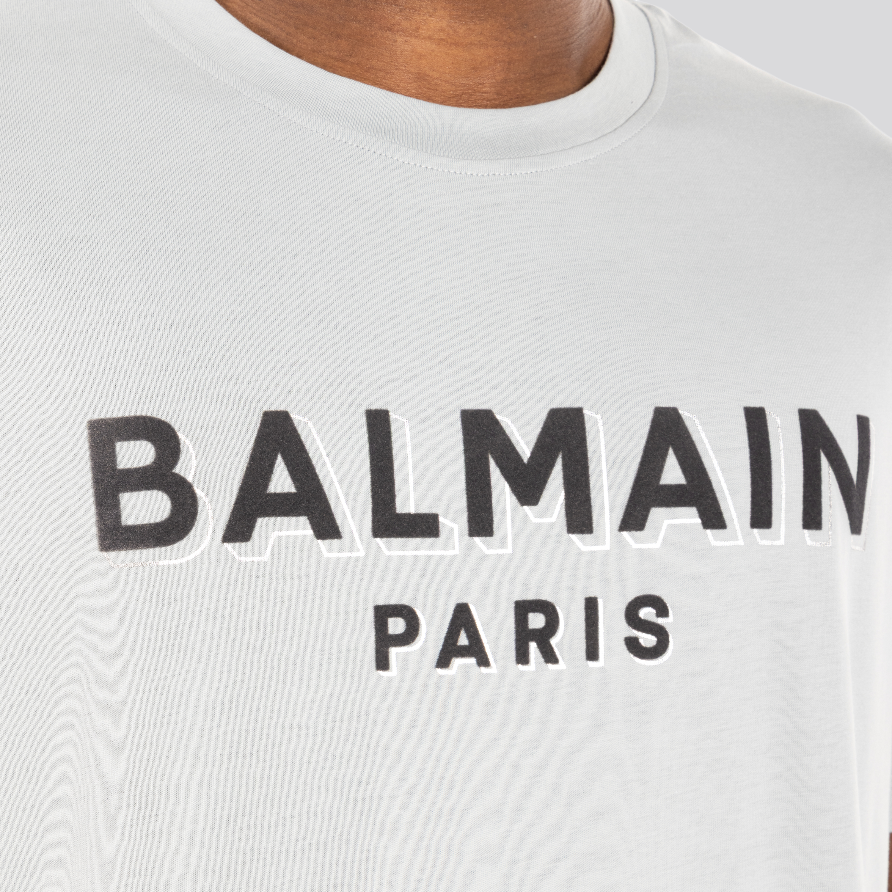 Camiseta Gris Balmain Paris Logo