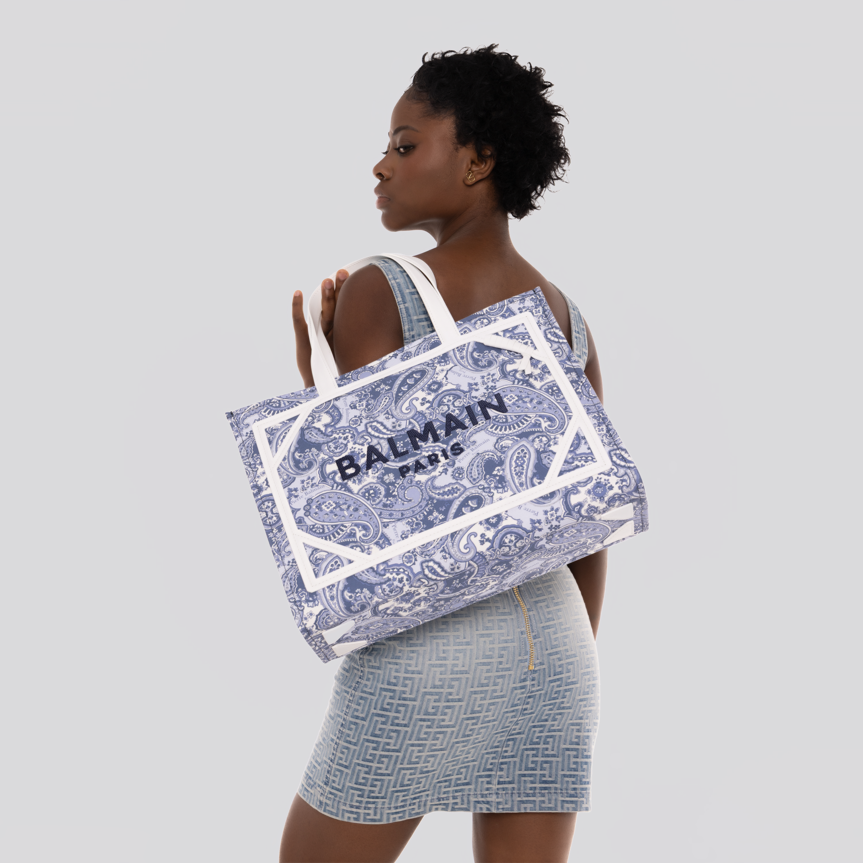 Cartera Azul Balmain B-Army Shopper