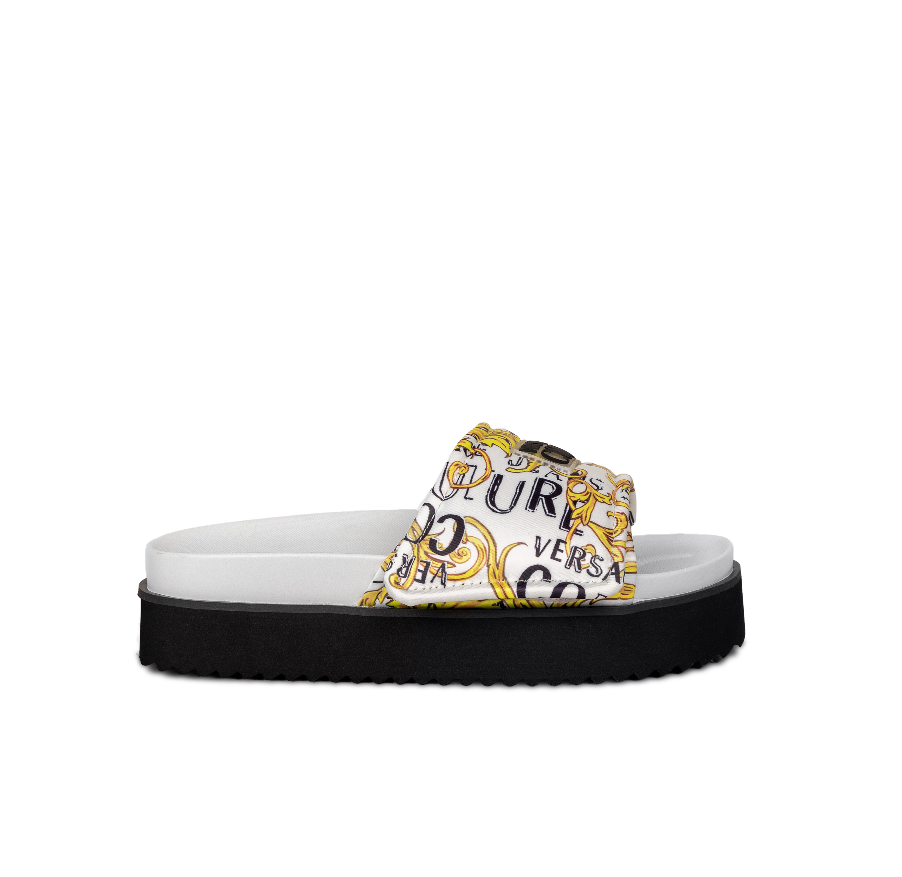 Sandalias Blancas Versace Couture Printed Satin