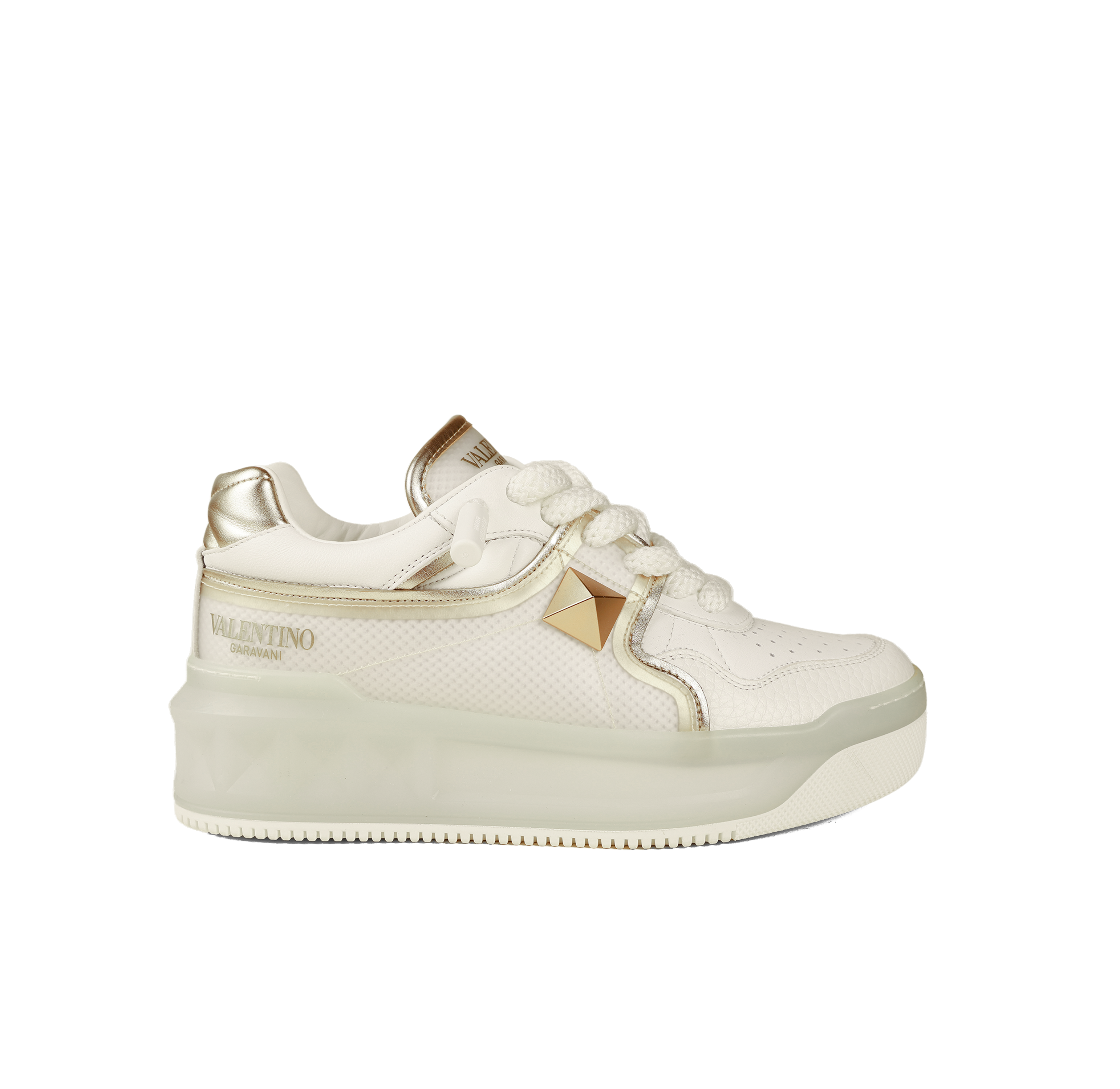 Sneakers White Gold Valentino Maxi Stud