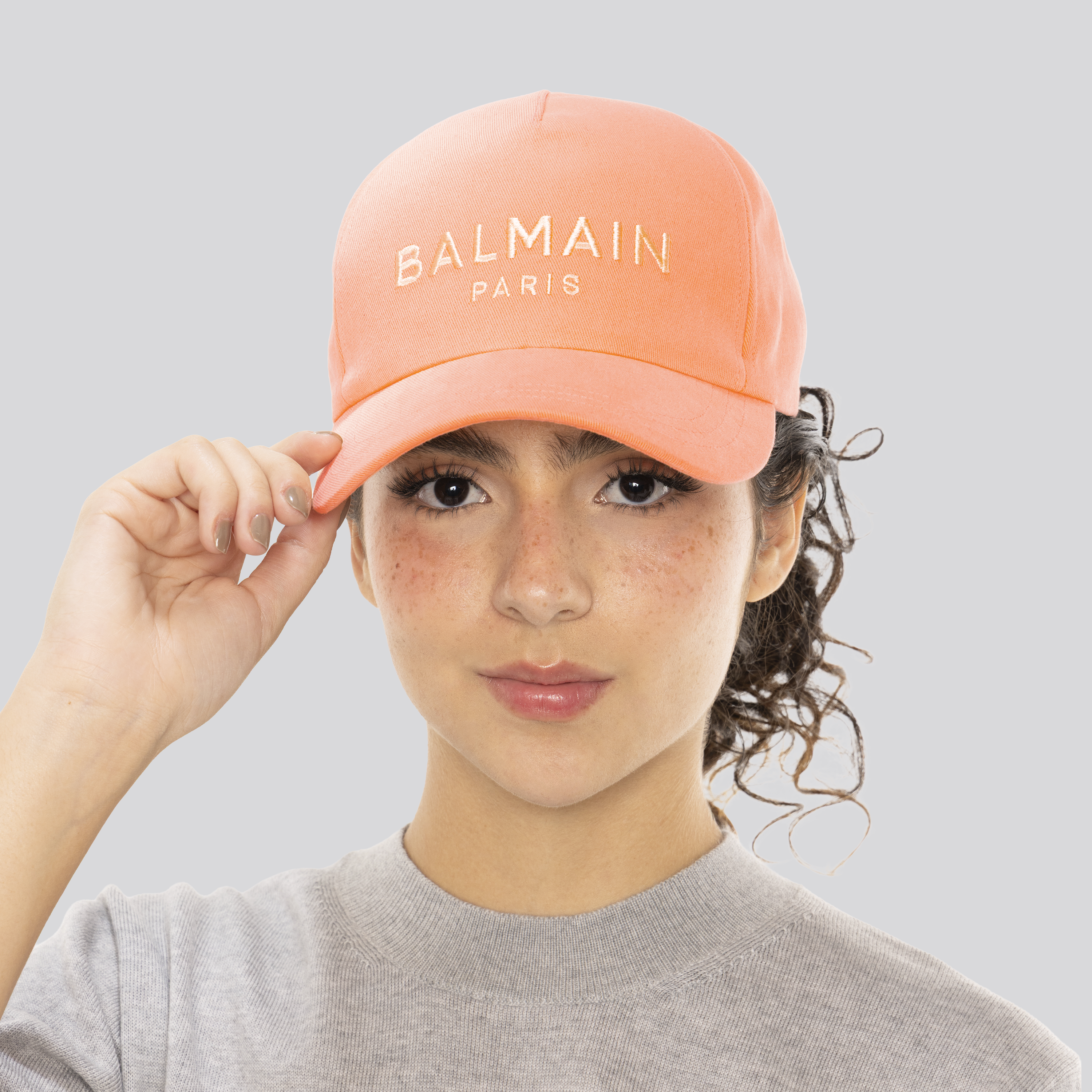 Gorra Naranja Balmain Logo