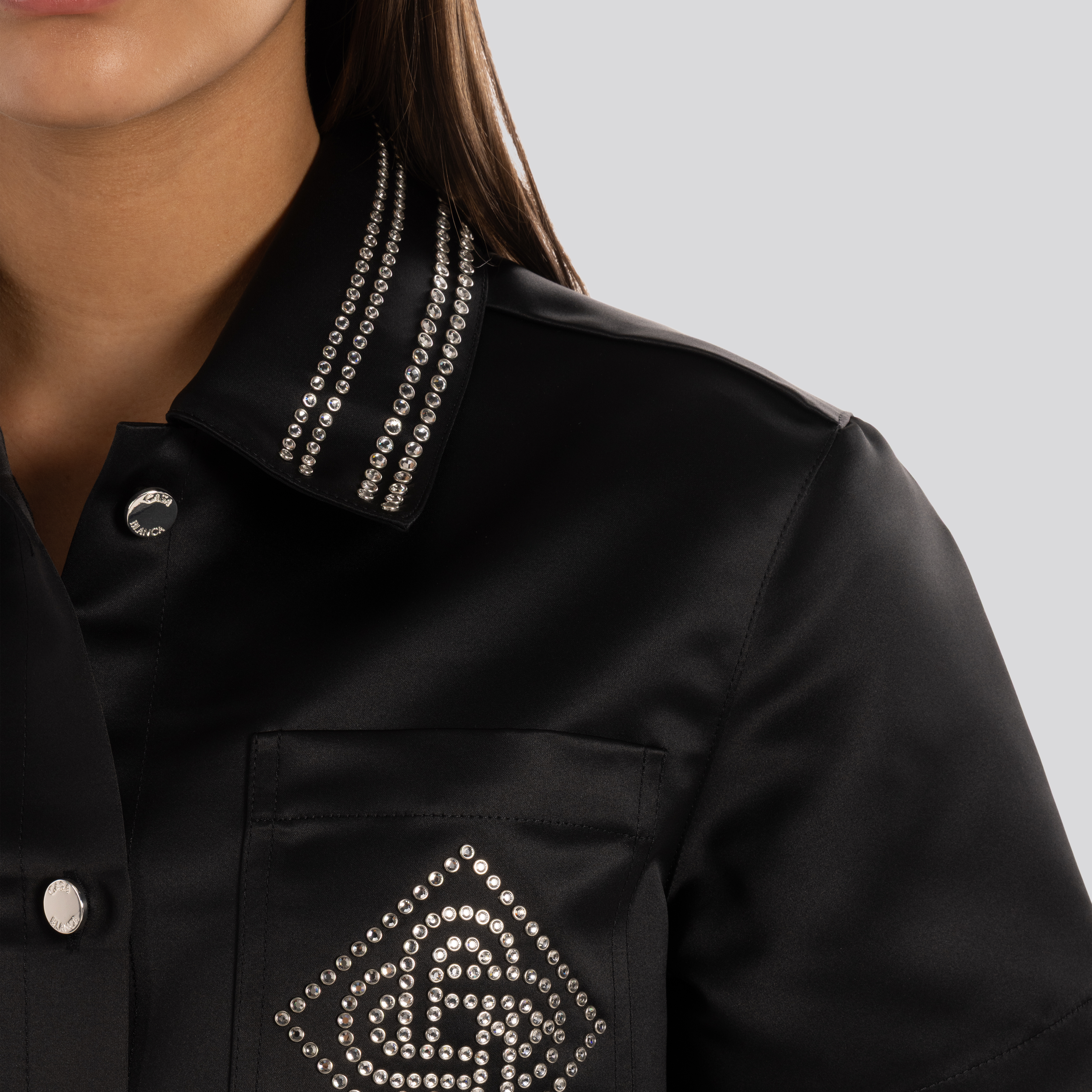 Camisa Negra Casablanca Satin