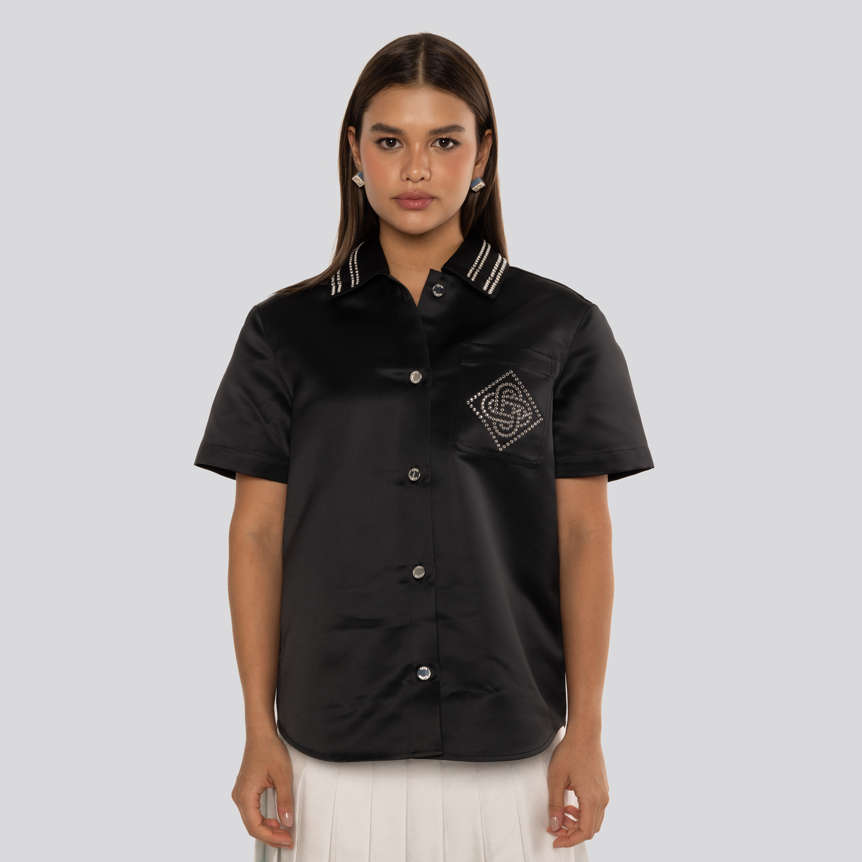 Camisa Negra Casablanca Satin