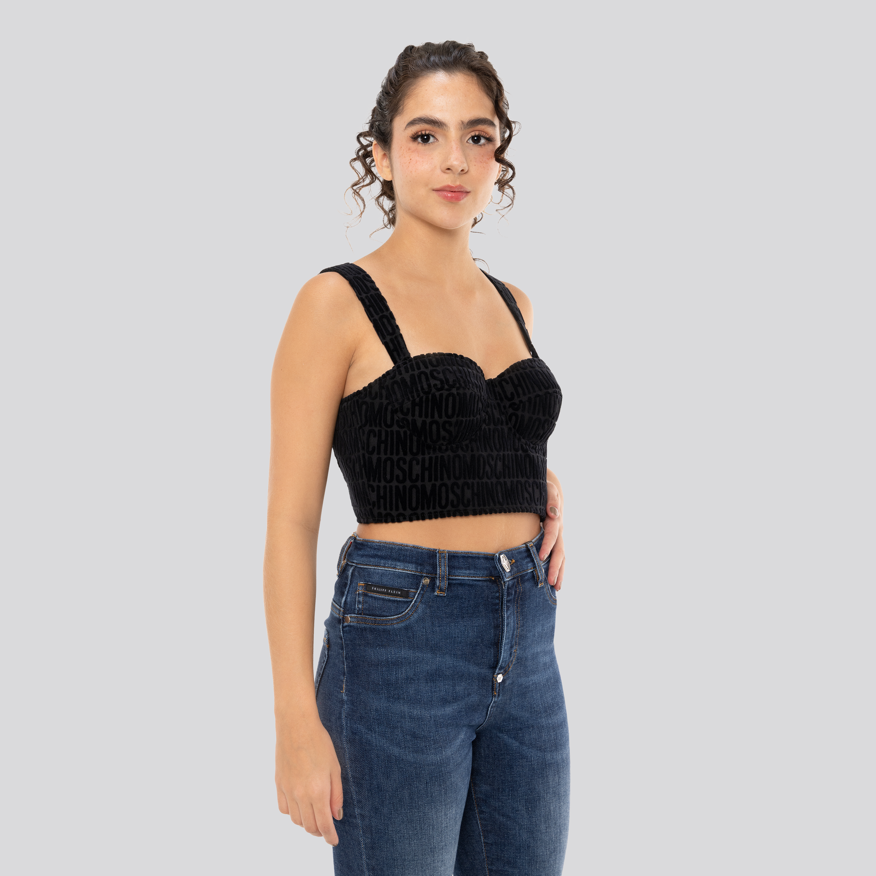 Top Negro Moschino Multilogo