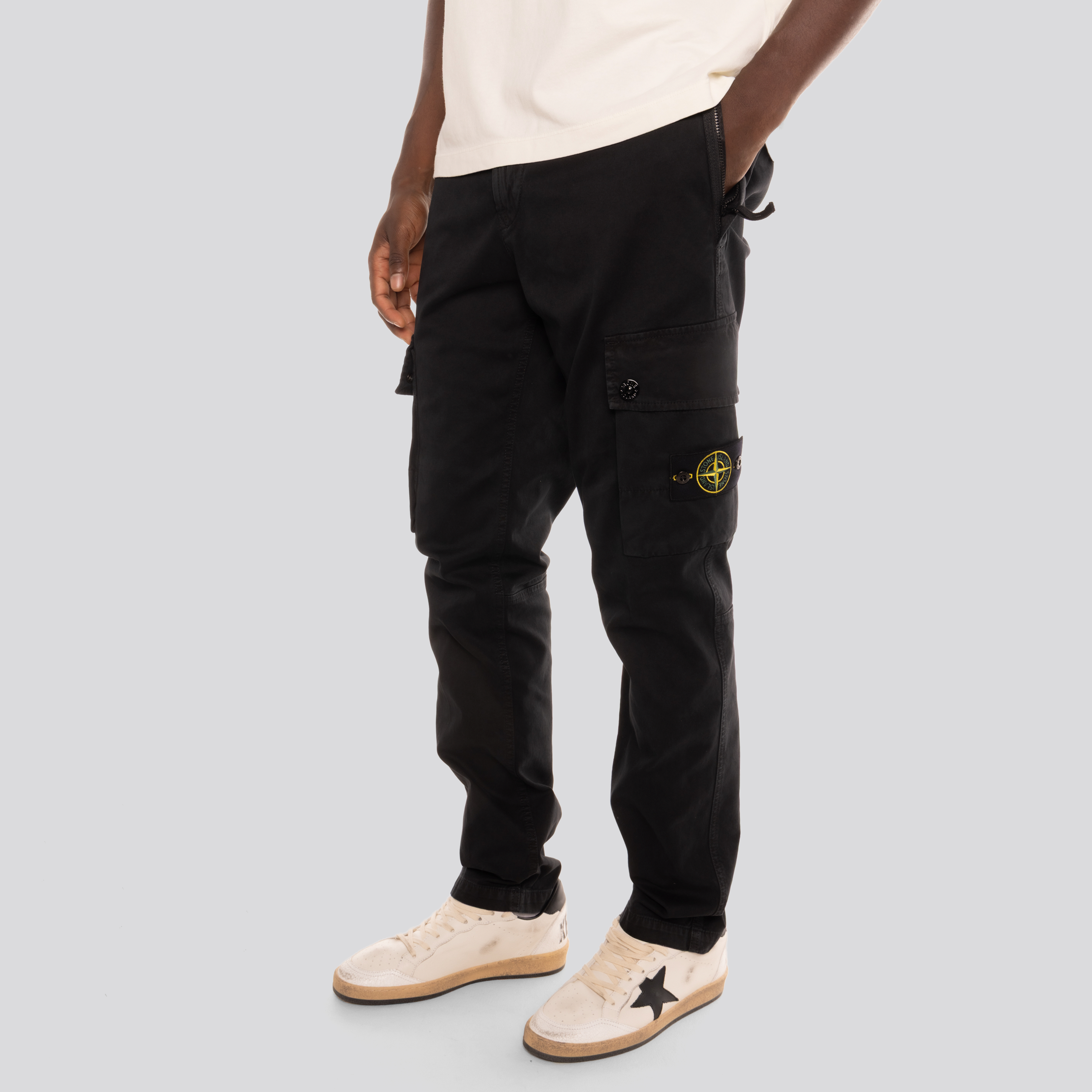 Pantalón Negro Stone Island Double Pocket Tag