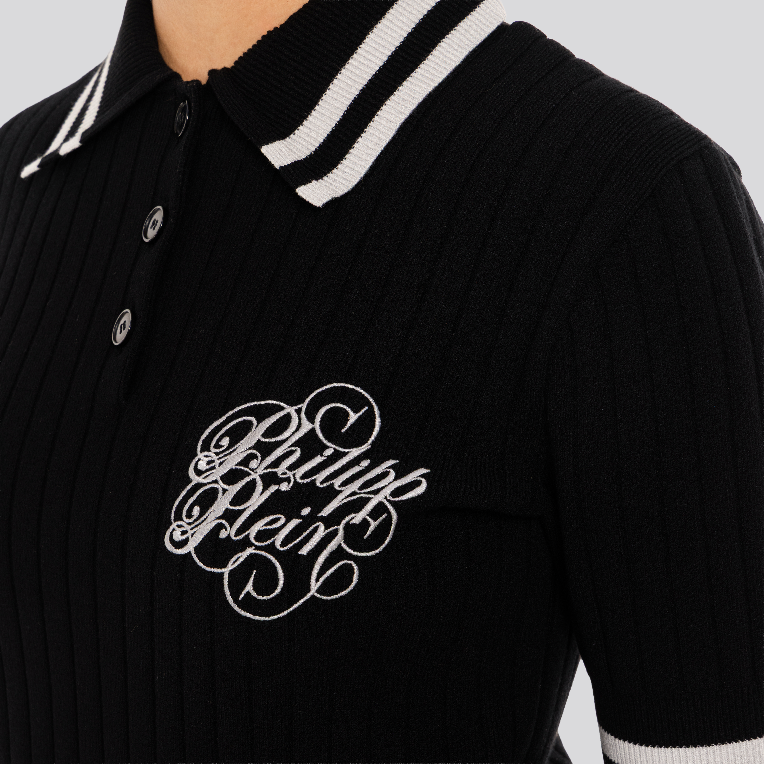 Camiseta Tipo Polo Negra Philipp Plein Logo