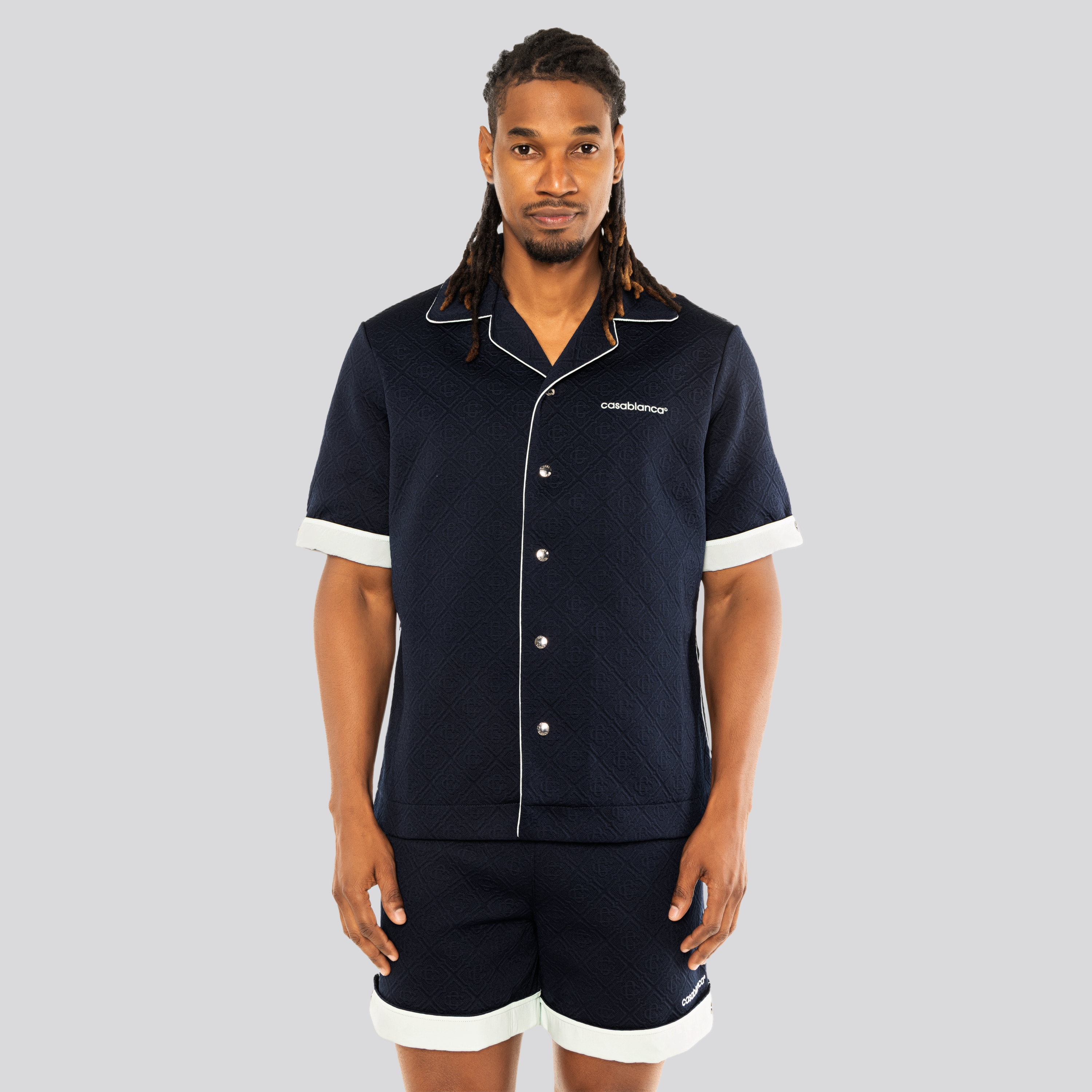 Camisa Azul Casablanca Jacquard