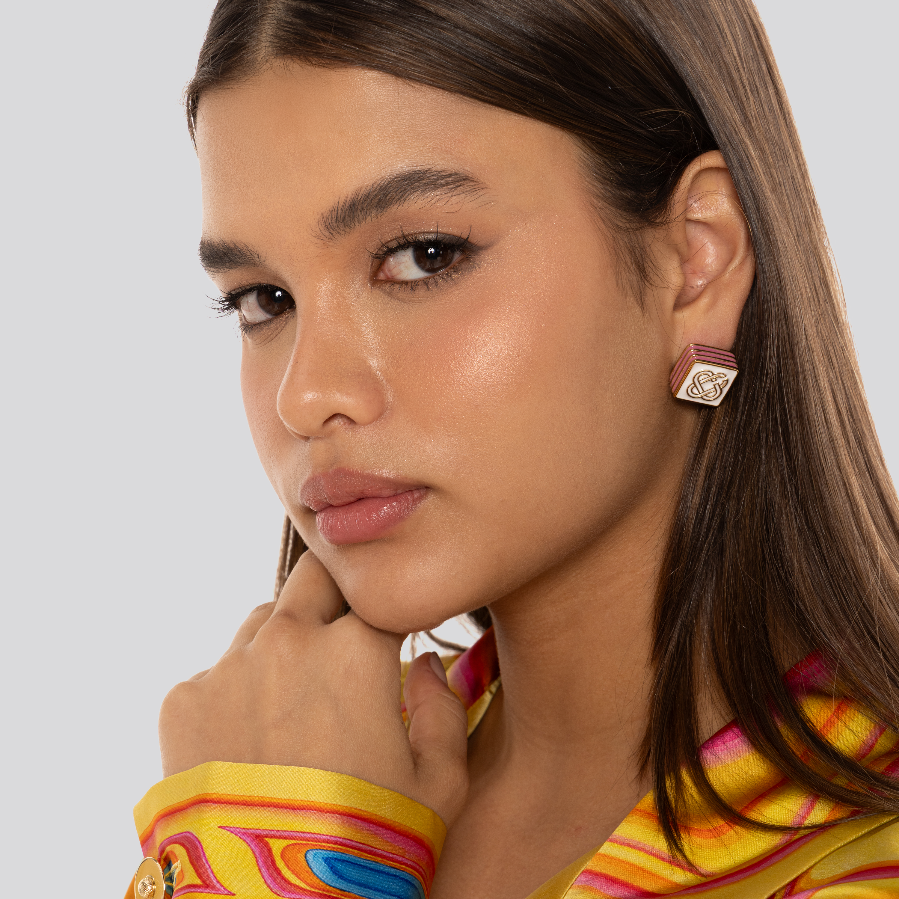 Aretes Dorado Rosa Casablanca Monogram Diamond