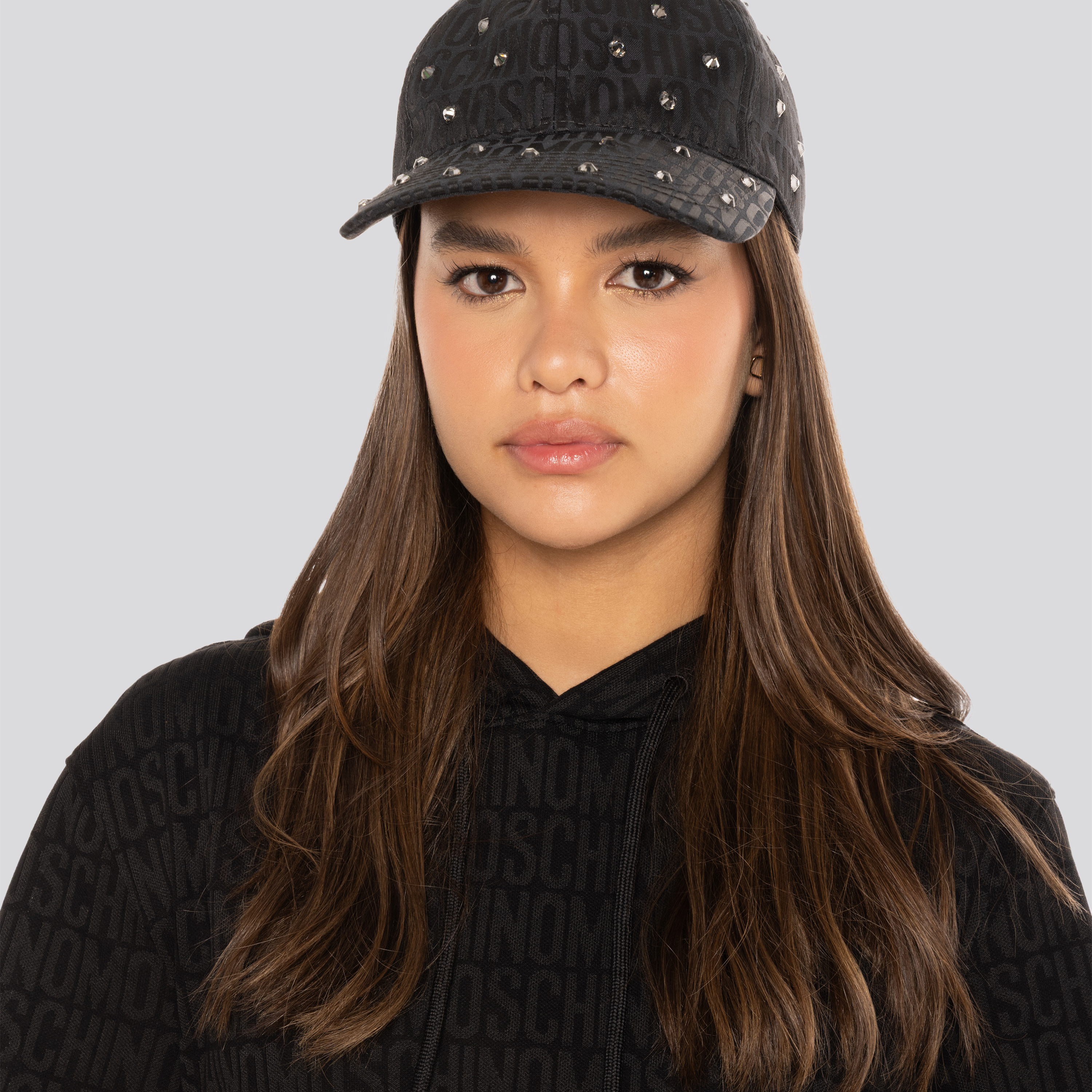 Gorra Negra Moschino Multi Logo Studs