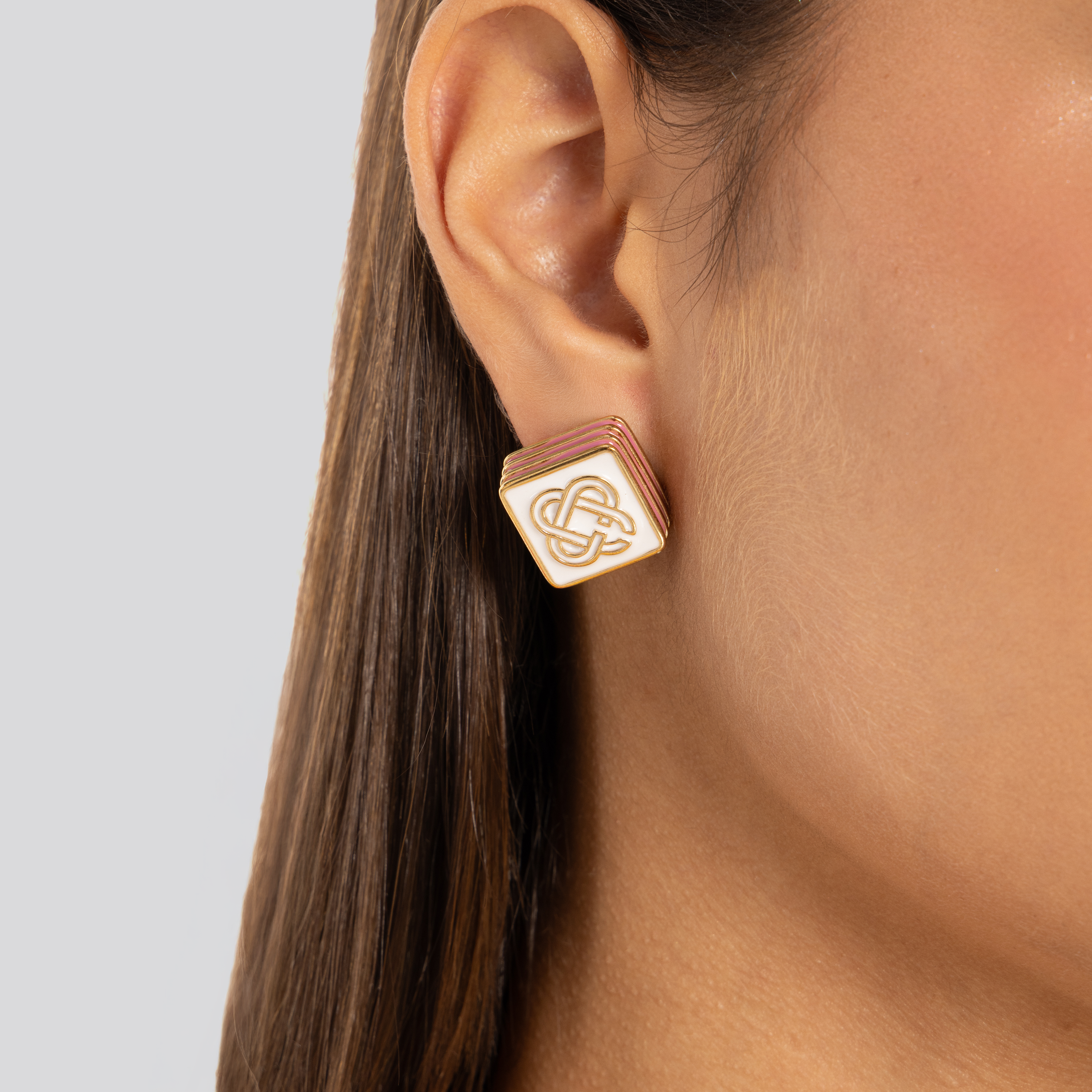 Aretes Dorado Rosa Casablanca Monogram Diamond