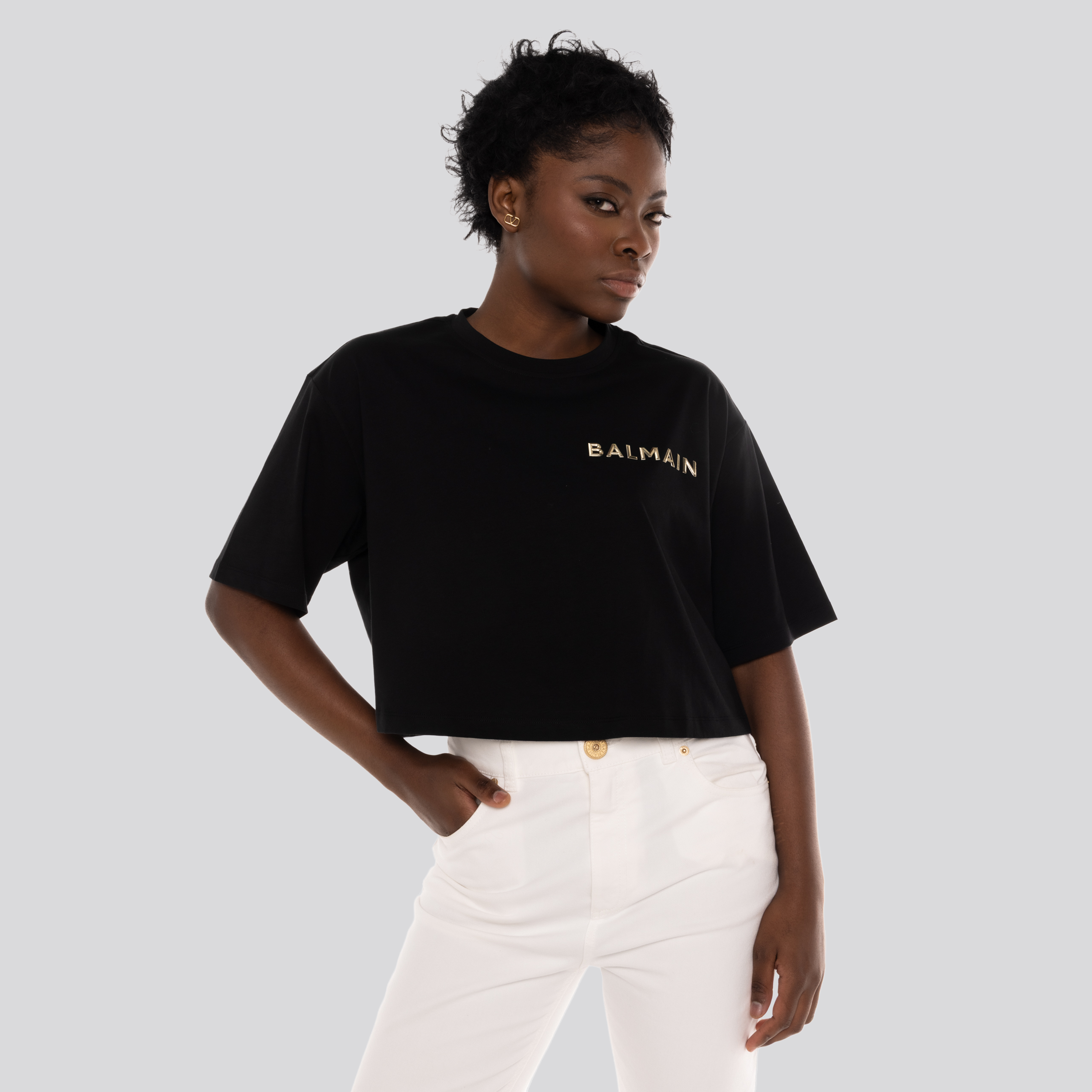 Camiseta Negra Balmain Logo