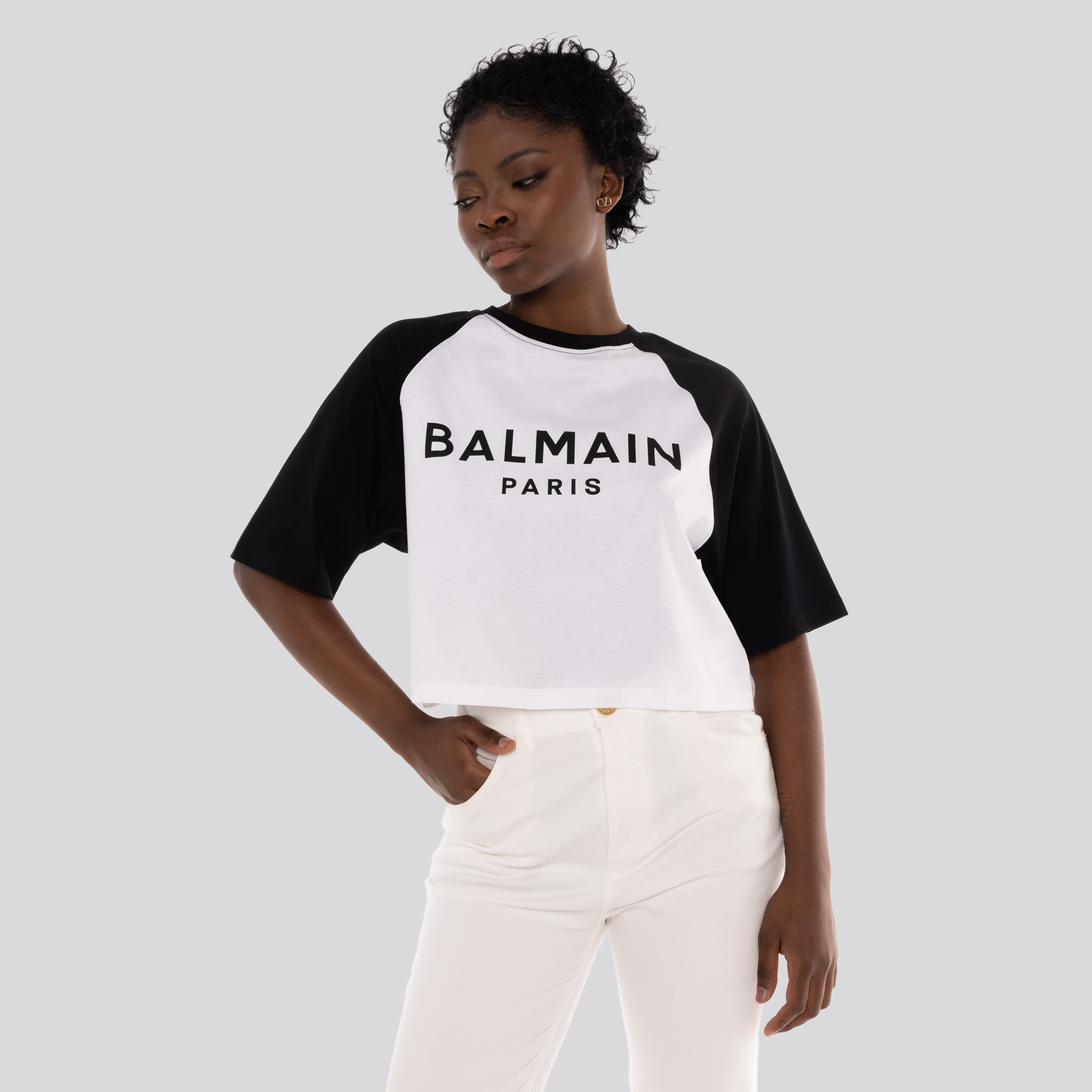 Camiseta Blanca Balmain Paris Logo