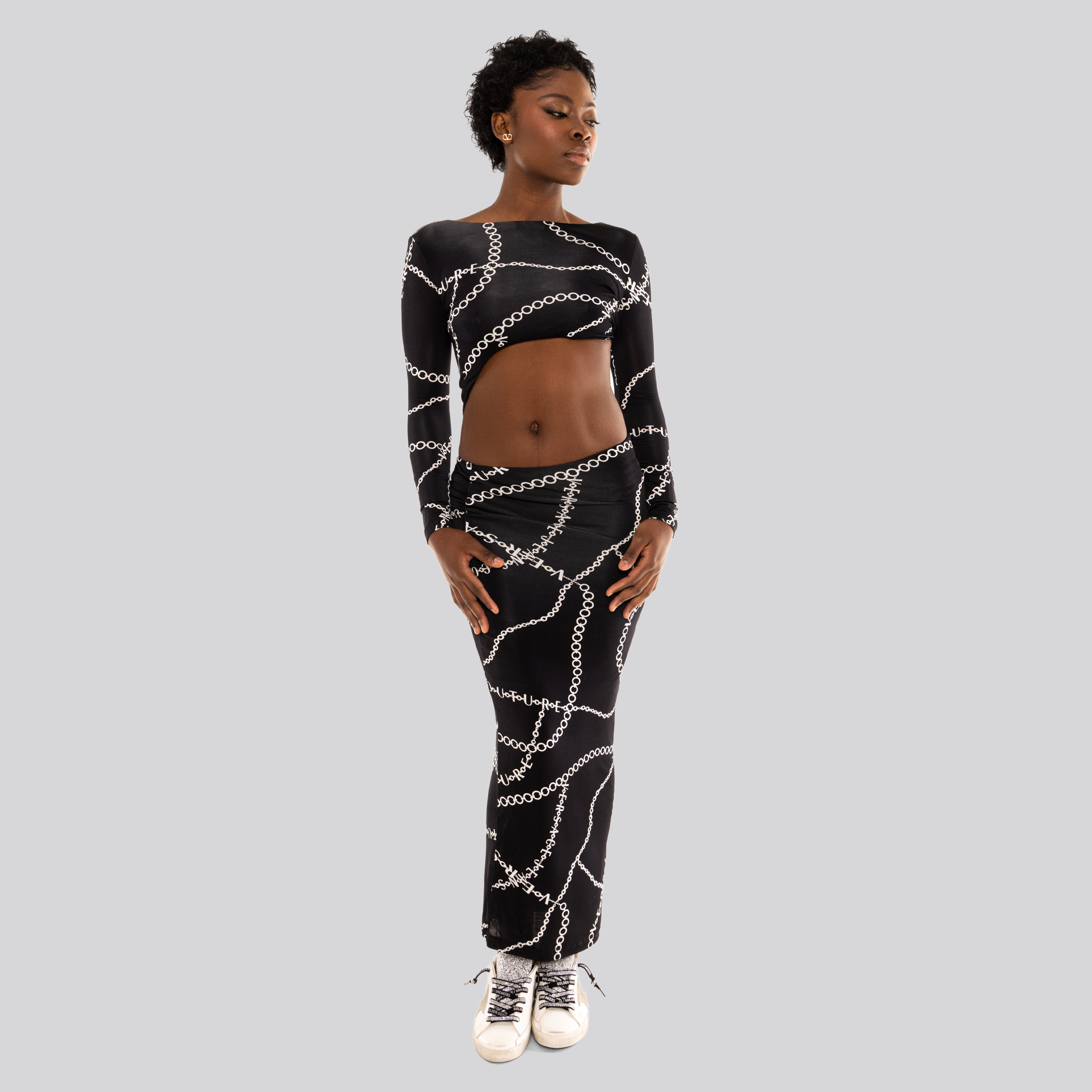 Vestido Negro Versace Jeans Couture Chain