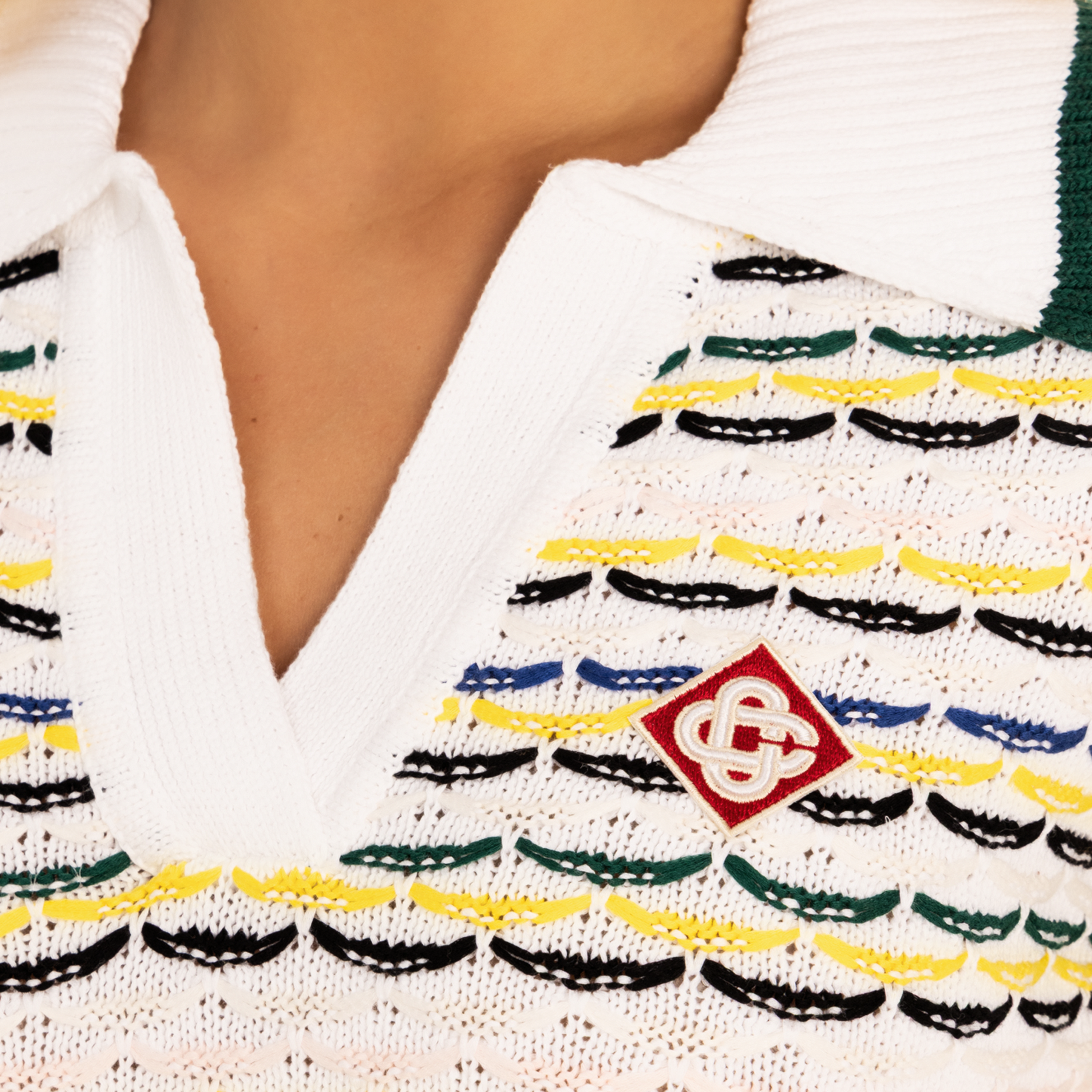 Camiseta Tipo Polo Multicolor Casablanca Tuck Stitch