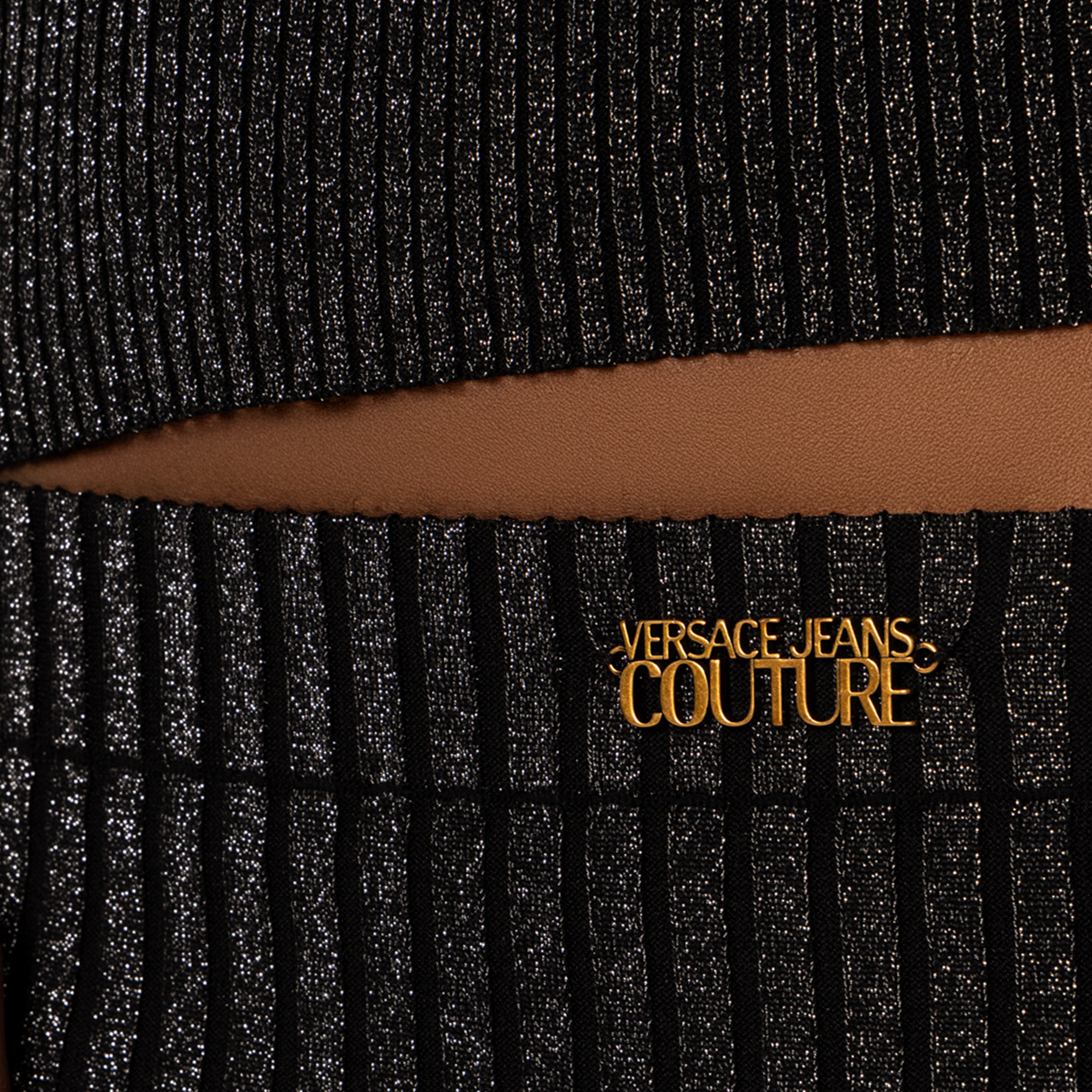Falda Negra Versace Jeans Couture Logo Plaque