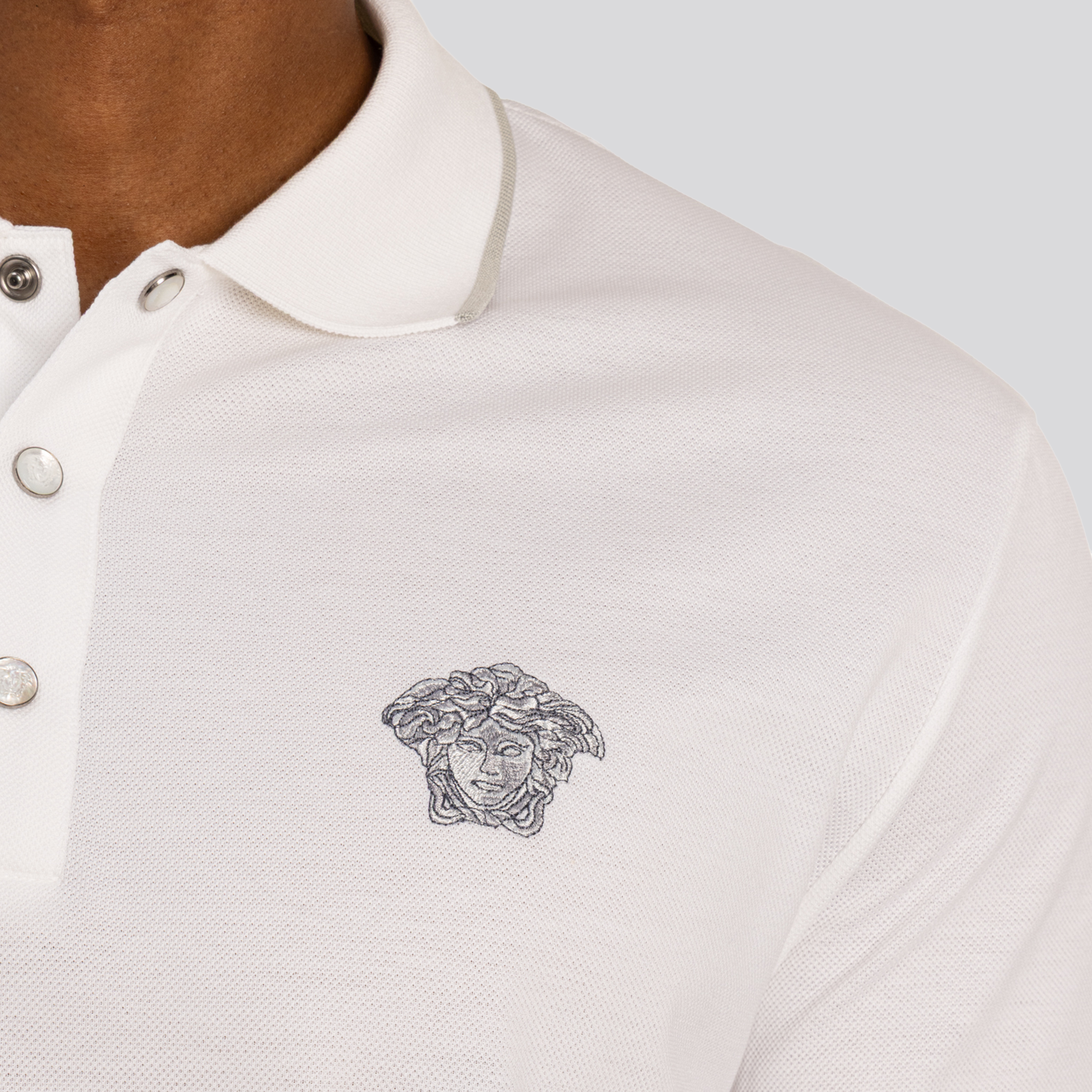 Camiseta Tipo Polo Blanca Versace Medusa